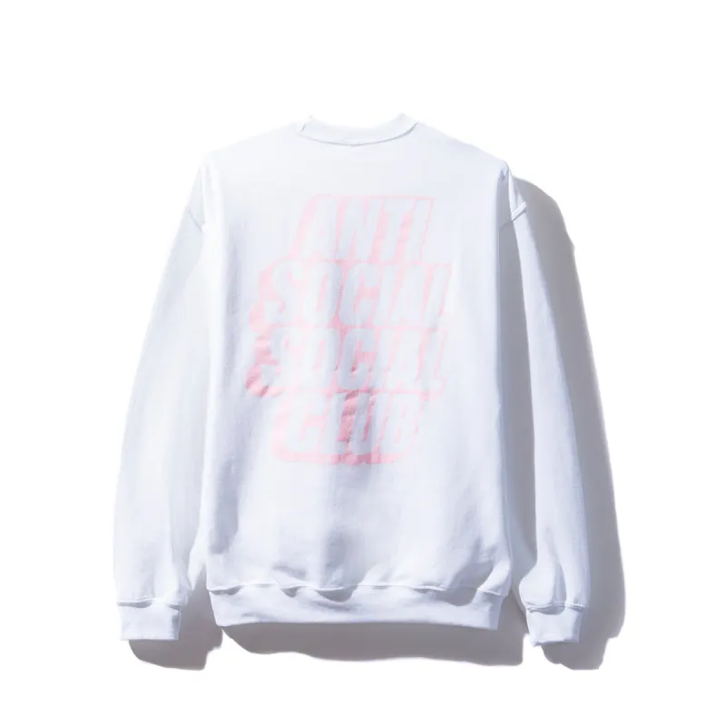 Blocked Logo White Crewneck w/ Pink made by Anti Social Social Club