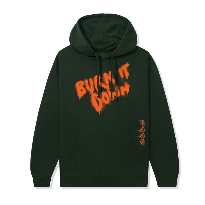 Burn It Down Hoodie - Dark Green made by Anti Social Social Club
