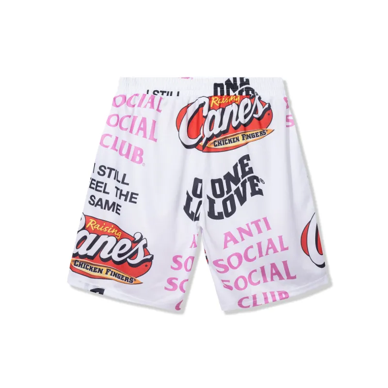ASSC x Raising Canes Trademark White Mesh Shorts sold by Anti Social Social Club