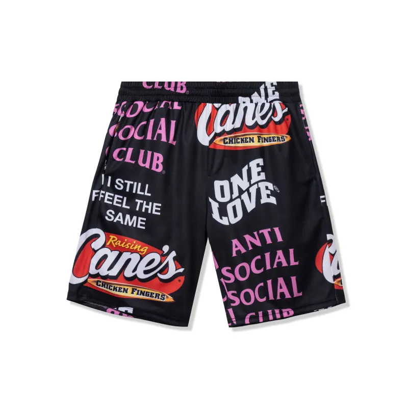 ASSC x Raising Canes Trademark Black Mesh Shorts made by Anti Social Social Club