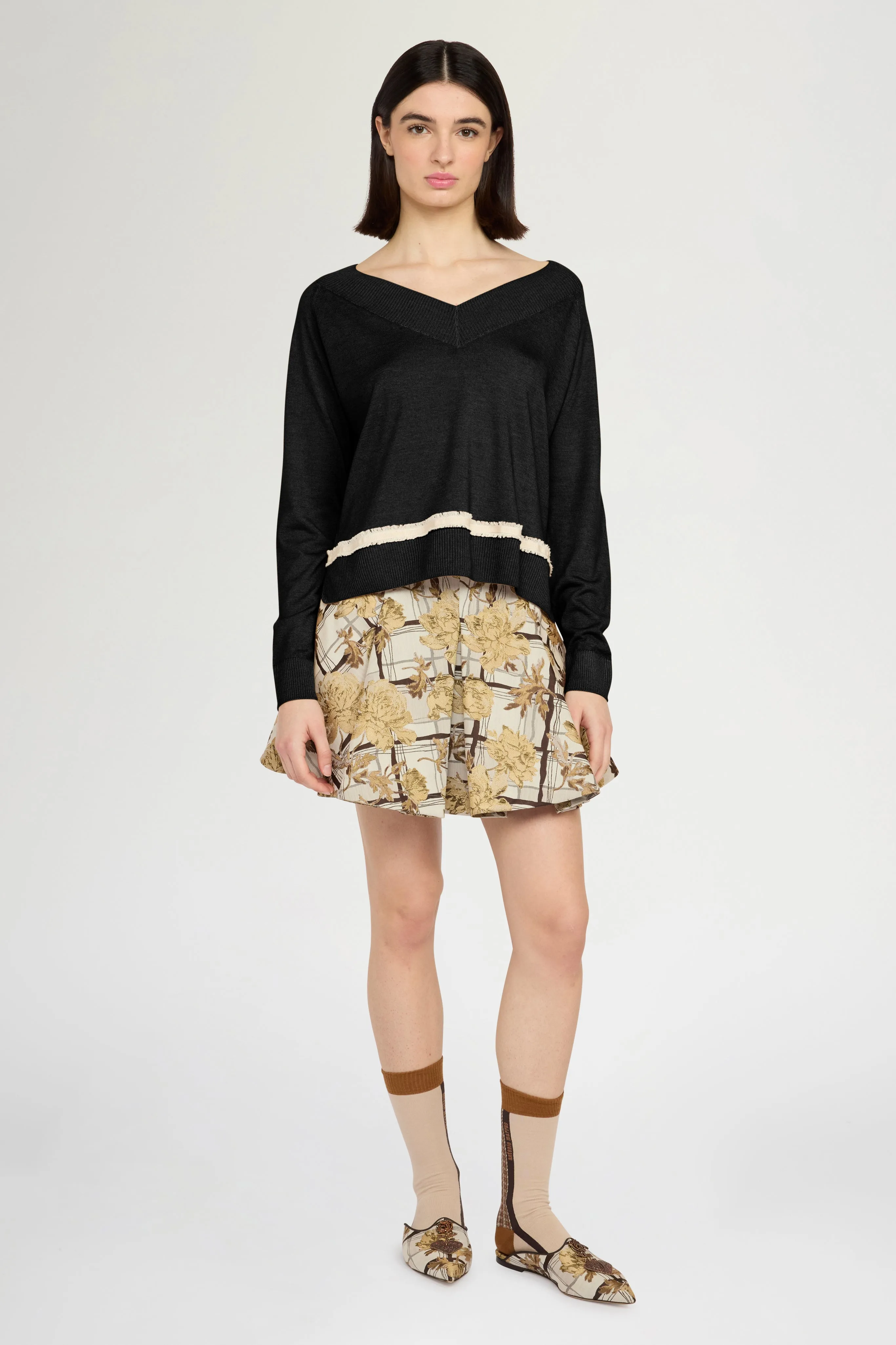 Cashmere V-Neck Sweater with Ecru Insert sold by Antonio Marras product image thumbnail 2