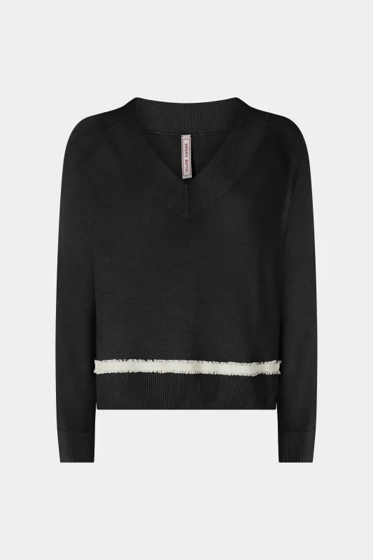 Cashmere V-Neck Sweater with Ecru Insert made by Antonio Marras