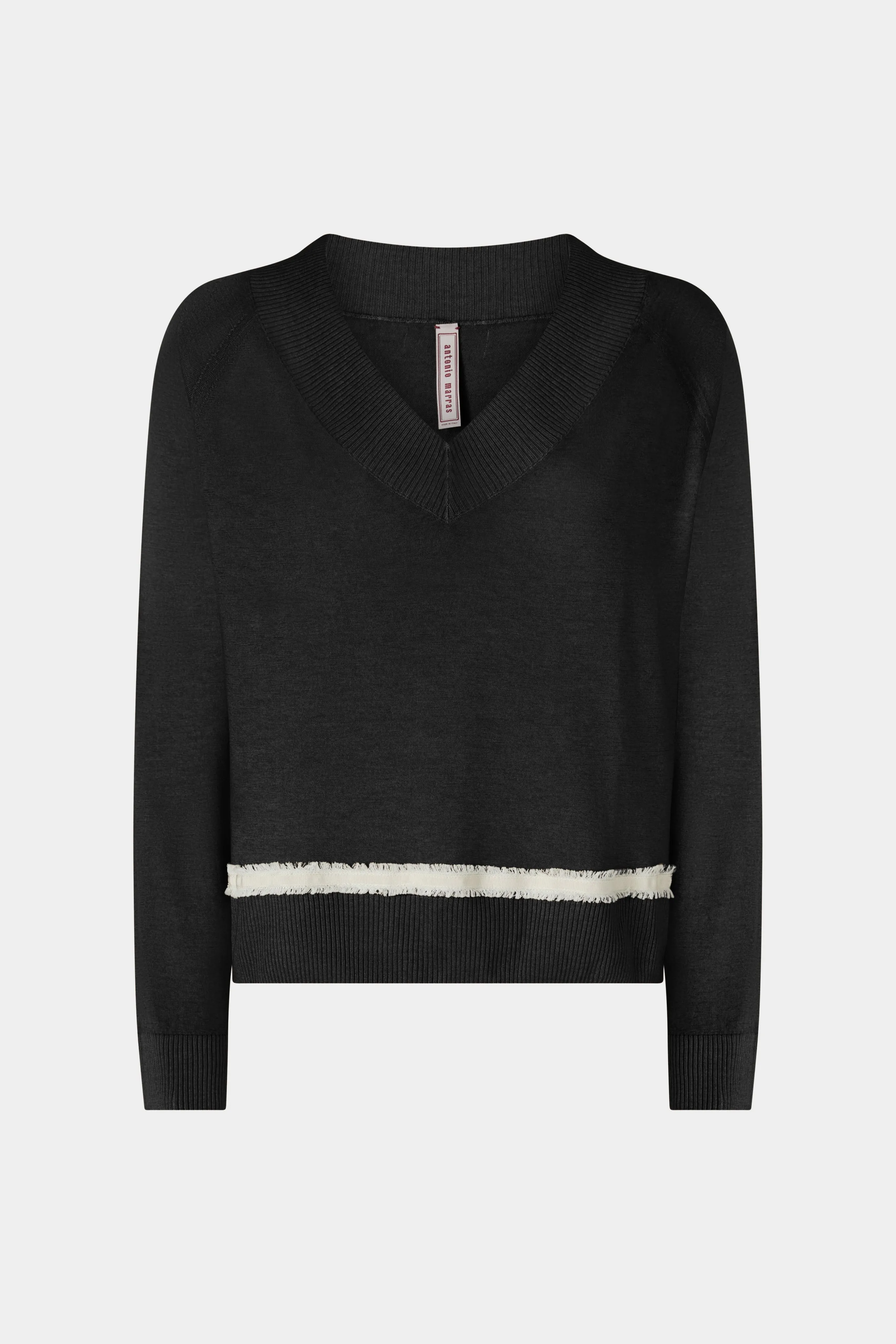 Cashmere V-Neck Sweater with Ecru Insert sold by Antonio Marras