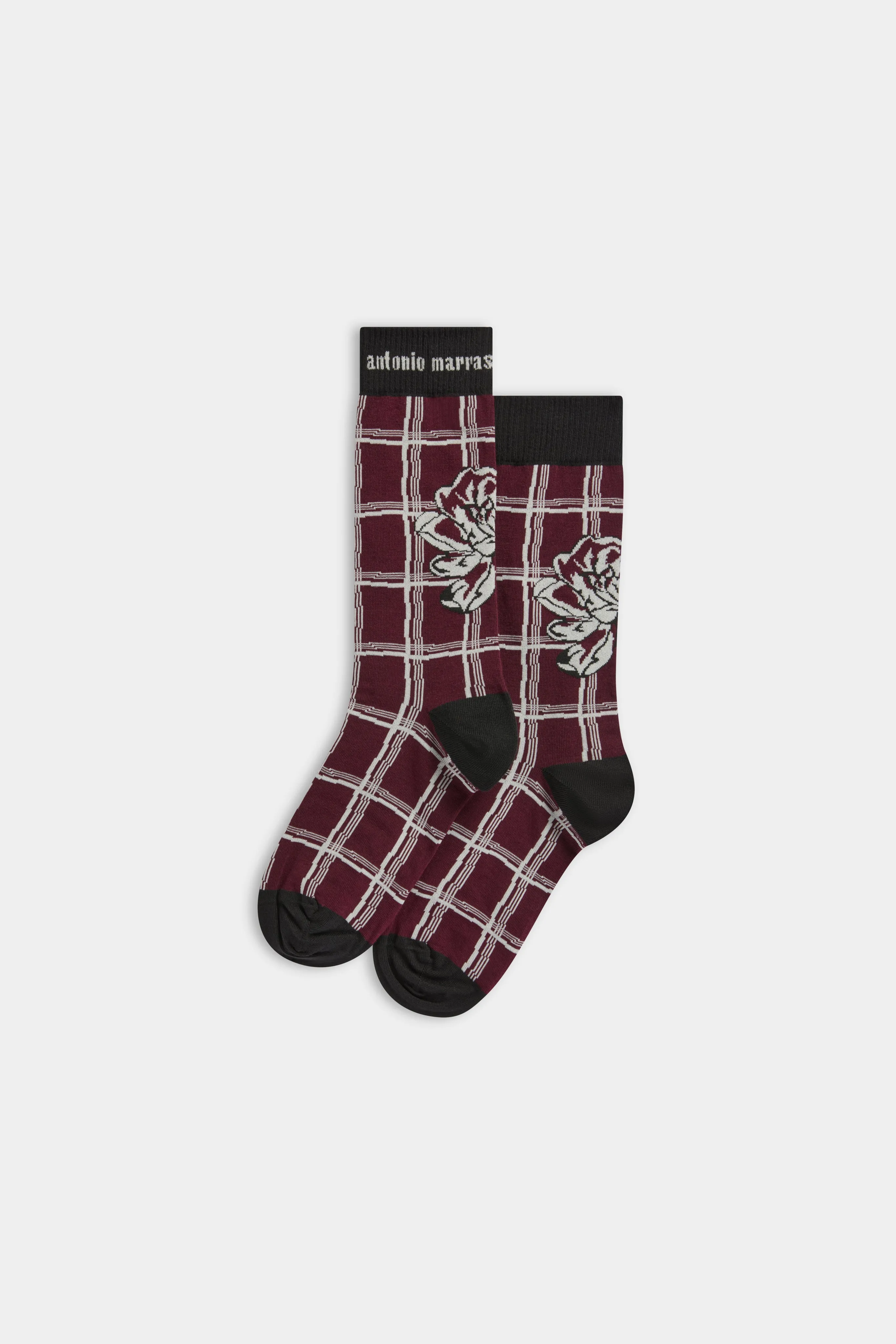 Burgundy Check & Rose Socks sold by Antonio Marras