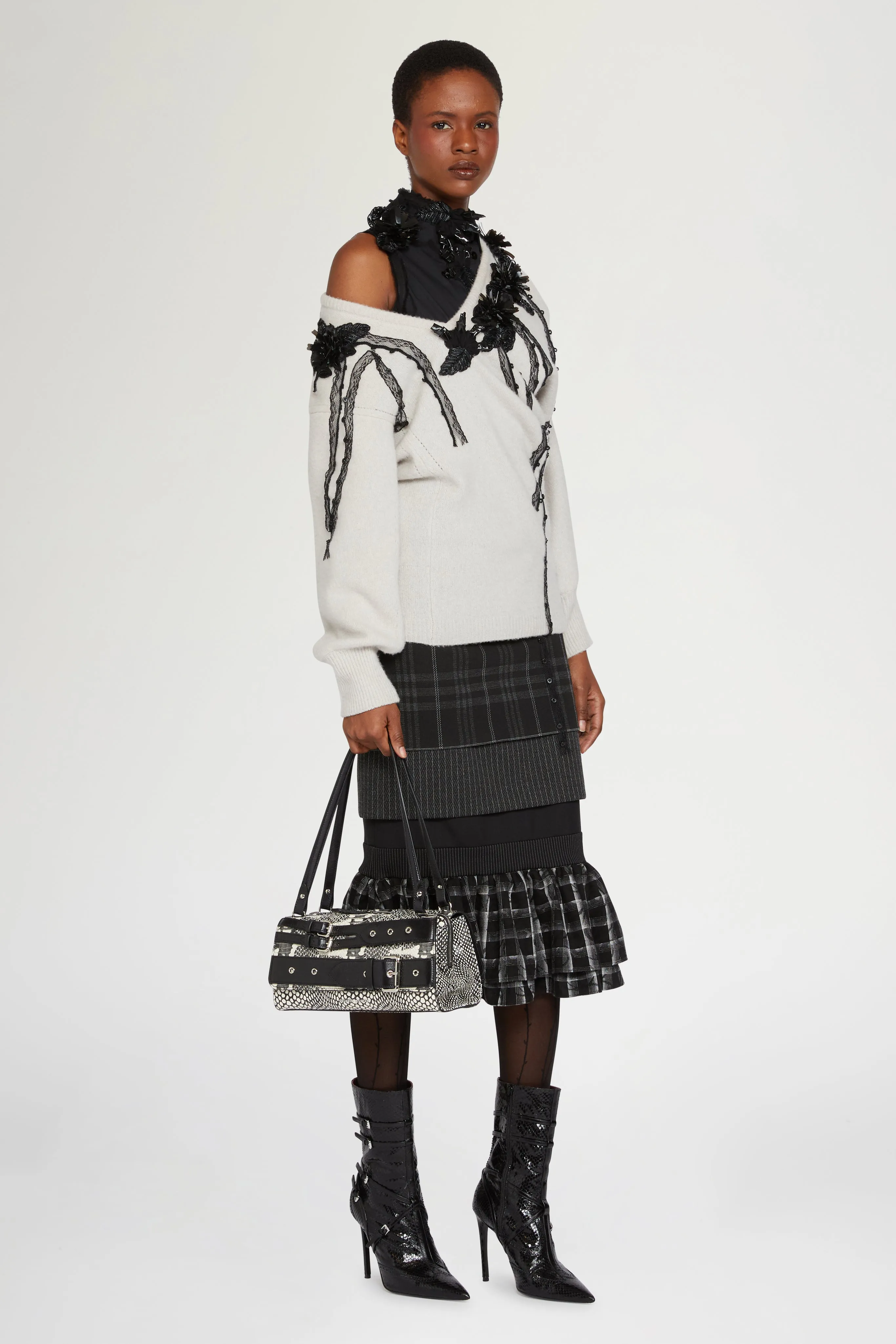 Black Sleeveless Shirt with Beaded Appliqués sold by Antonio Marras product image thumbnail 2