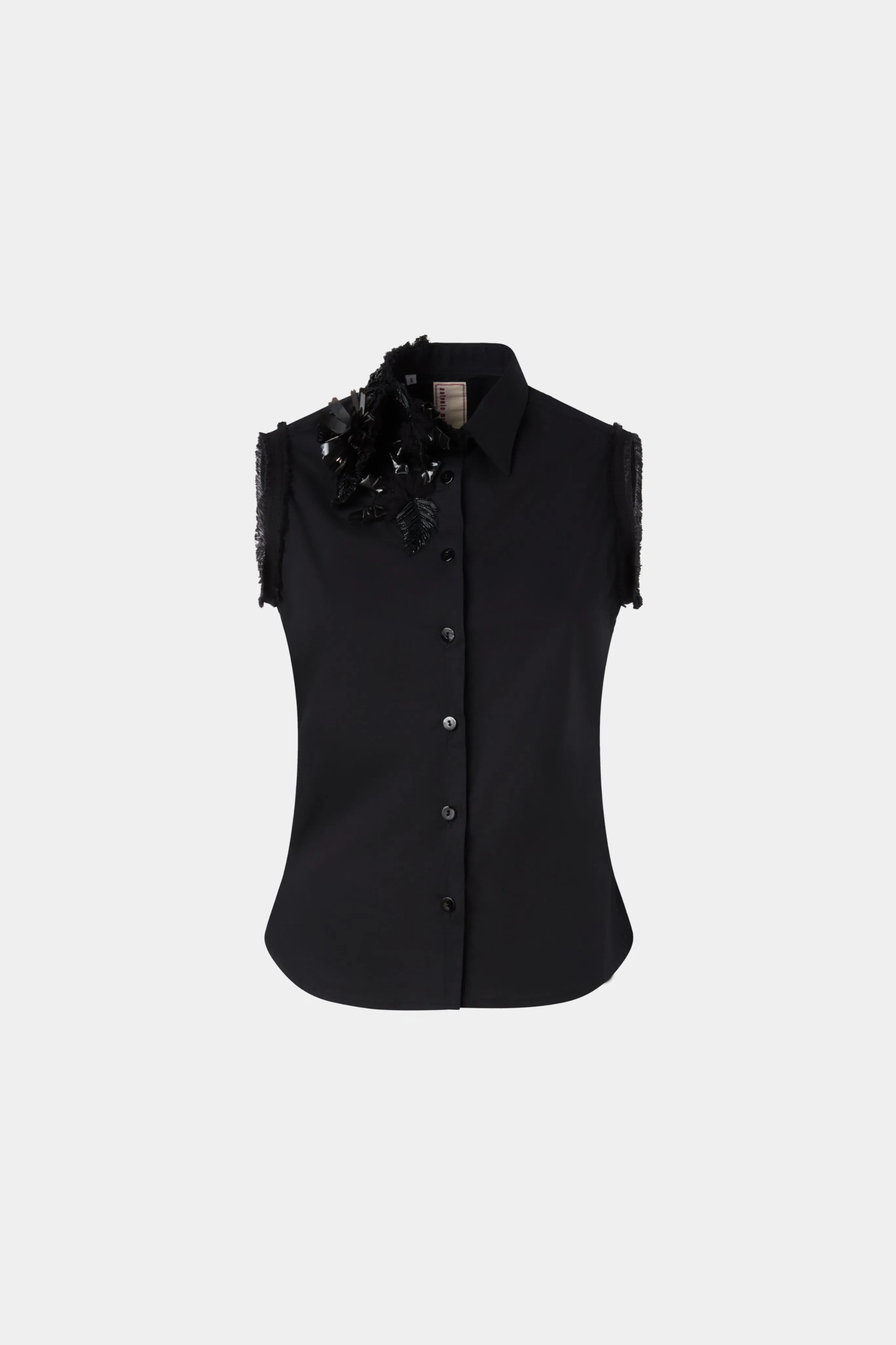 Black Sleeveless Shirt with Beaded Appliqués sold by Antonio Marras