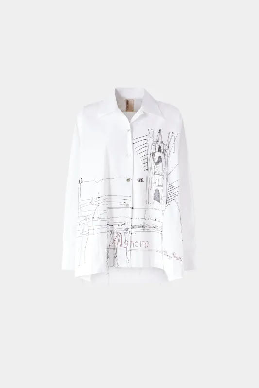 White Cotton Shirt with Alghero Embroidery sold by Antonio Marras