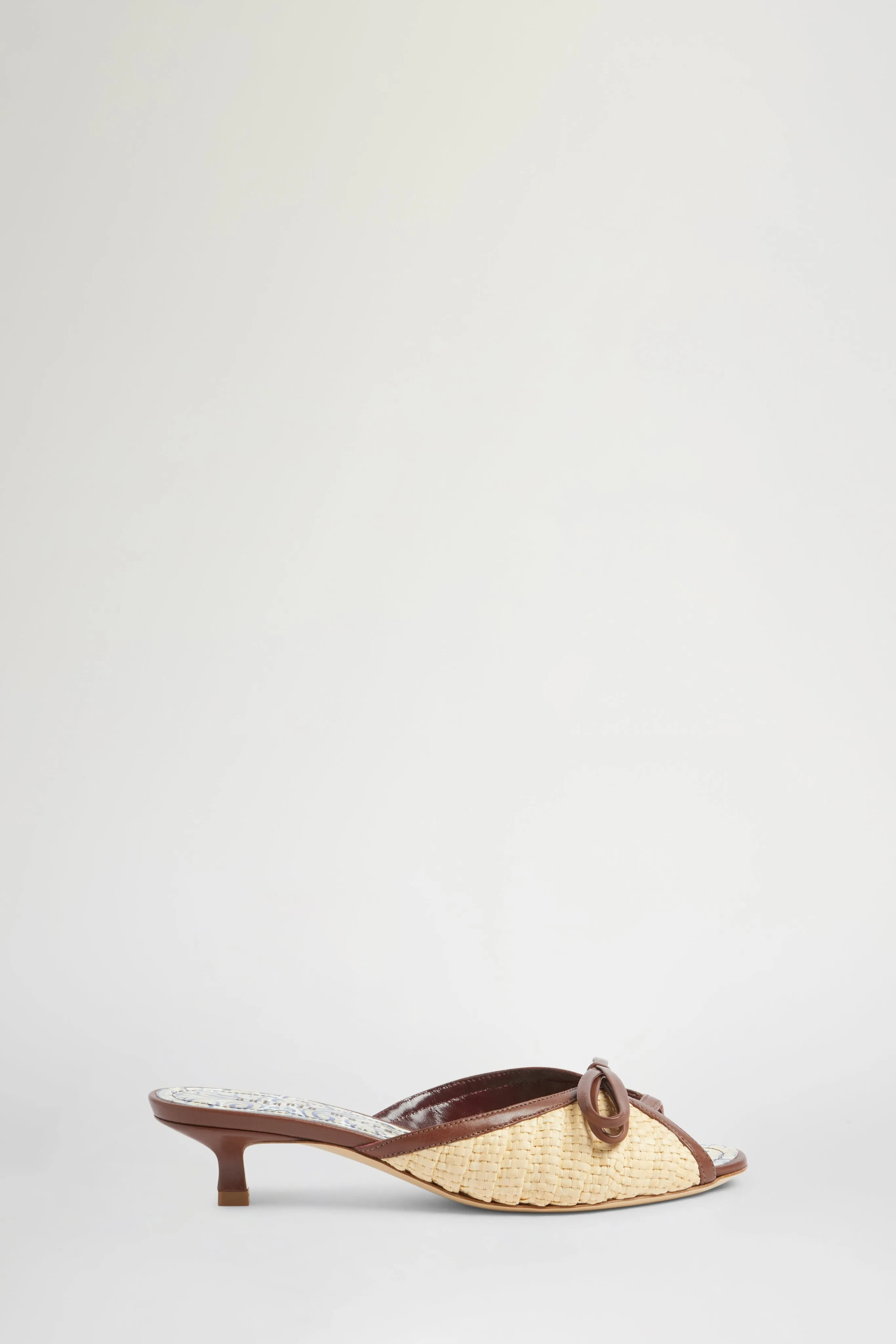 Kitten Heel Sandals in Beige Raffia sold by Antonio Marras