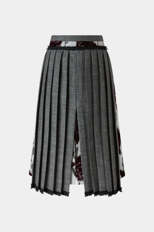 Prince of Wales and Flocked Roses Pleated Skirt sold by Antonio Marras