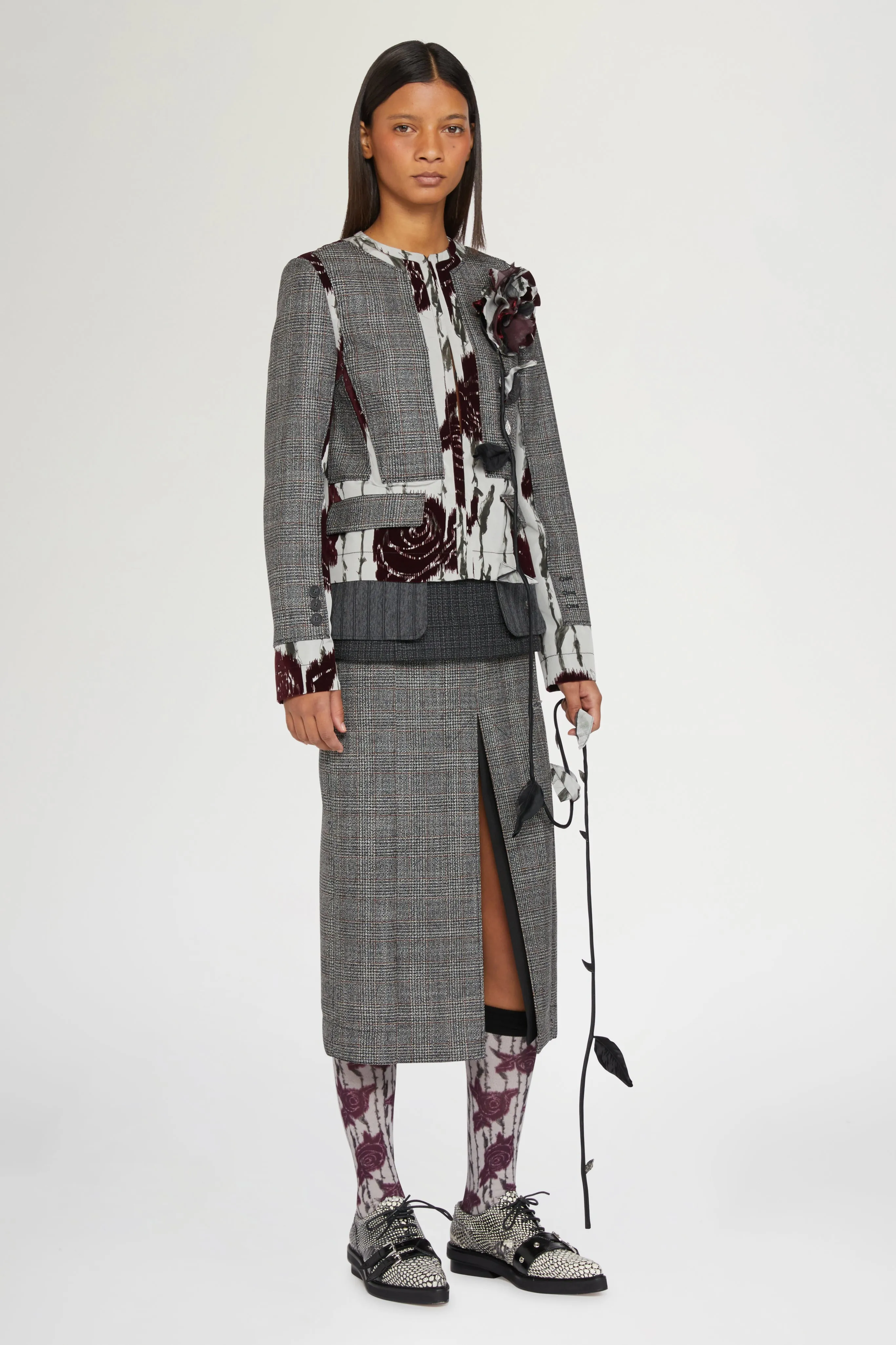 Prince of Wales and Flocked Roses Structured Jacket sold by Antonio Marras product image thumbnail 2