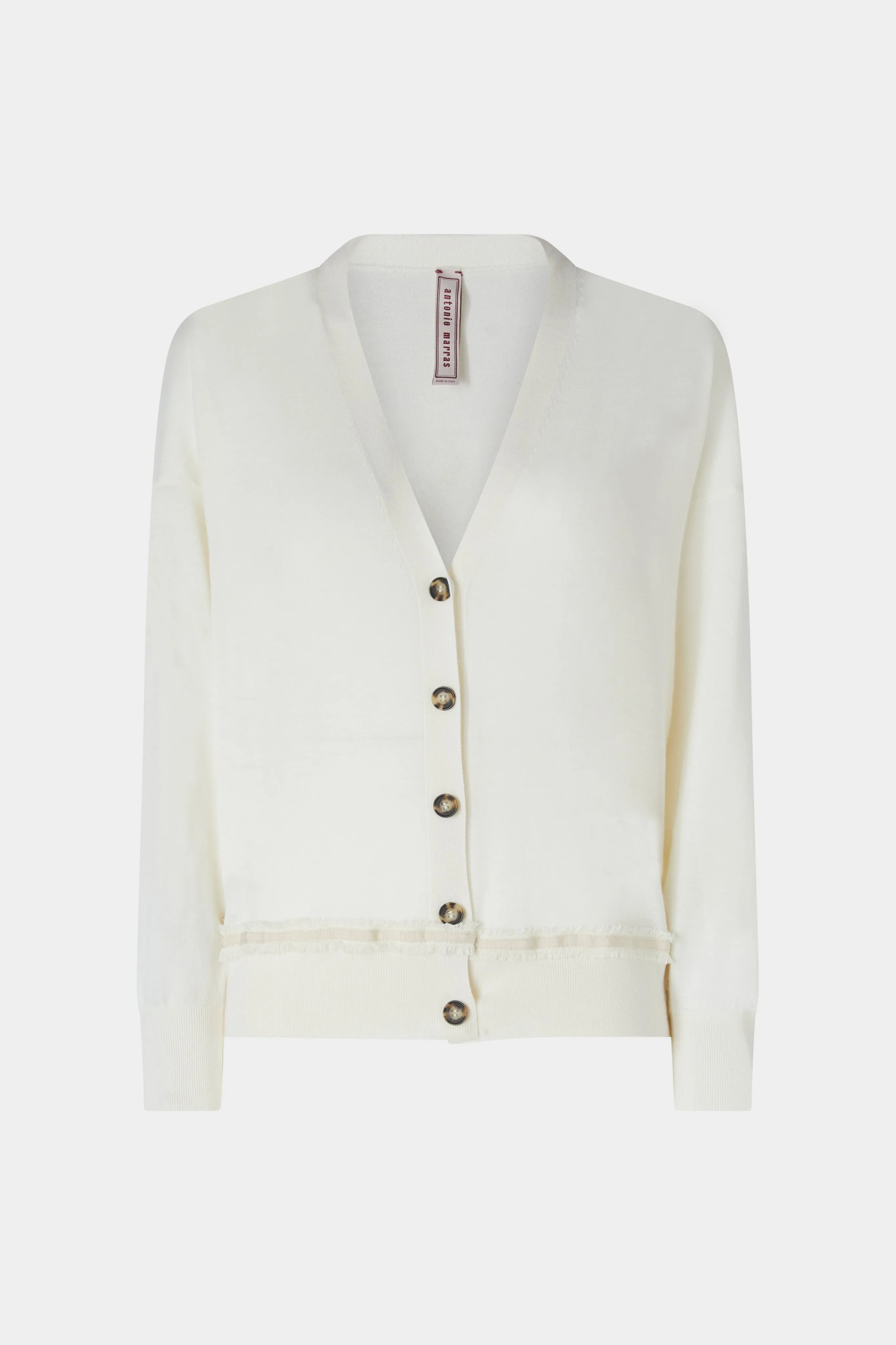Ivory Cashmere V-neck Cardigan sold by Antonio Marras