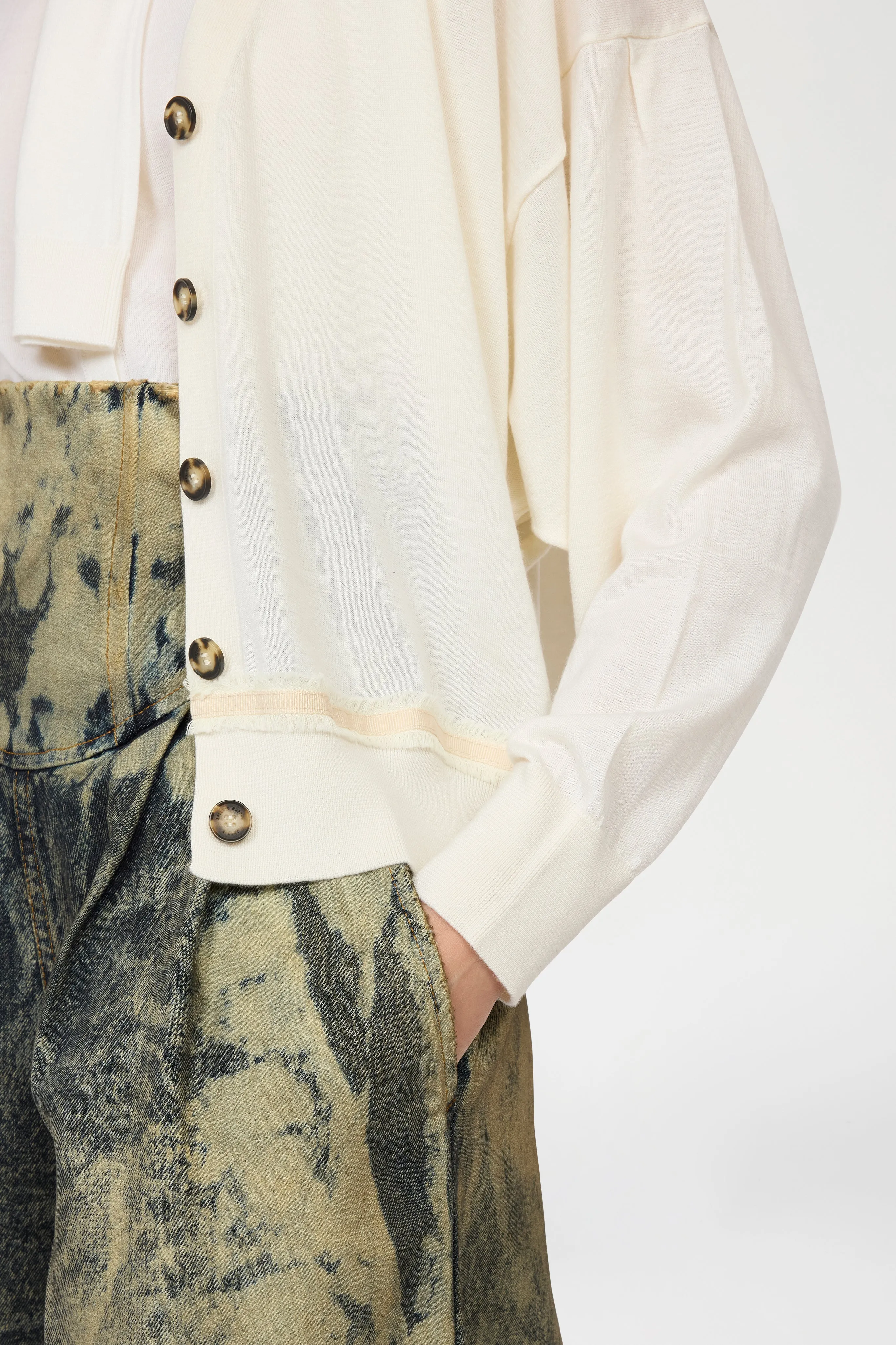 Ivory Cashmere V-neck Cardigan sold by Antonio Marras product image thumbnail 4