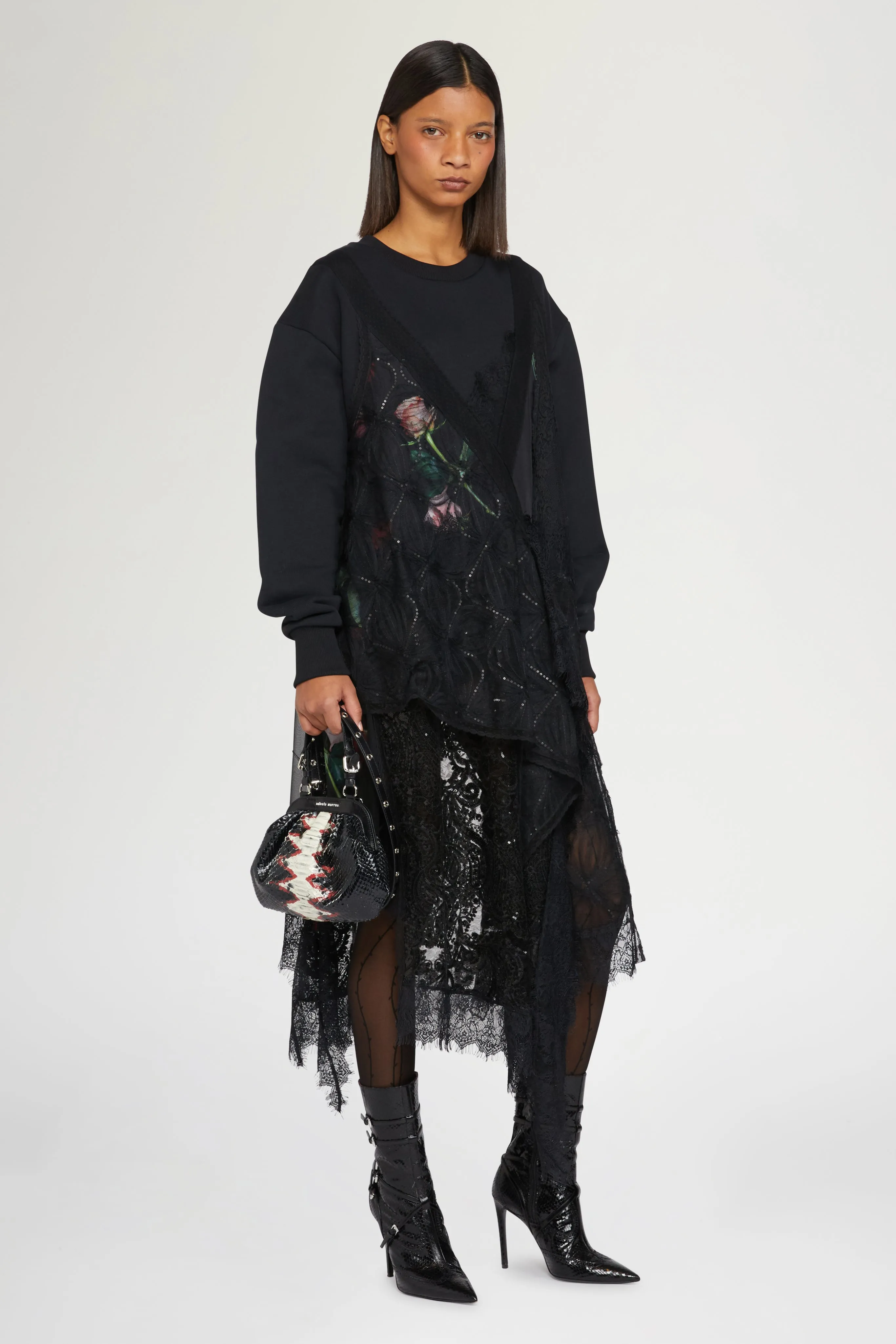 Lace Overlay Sweatshirt Dress sold by Antonio Marras product image thumbnail 2