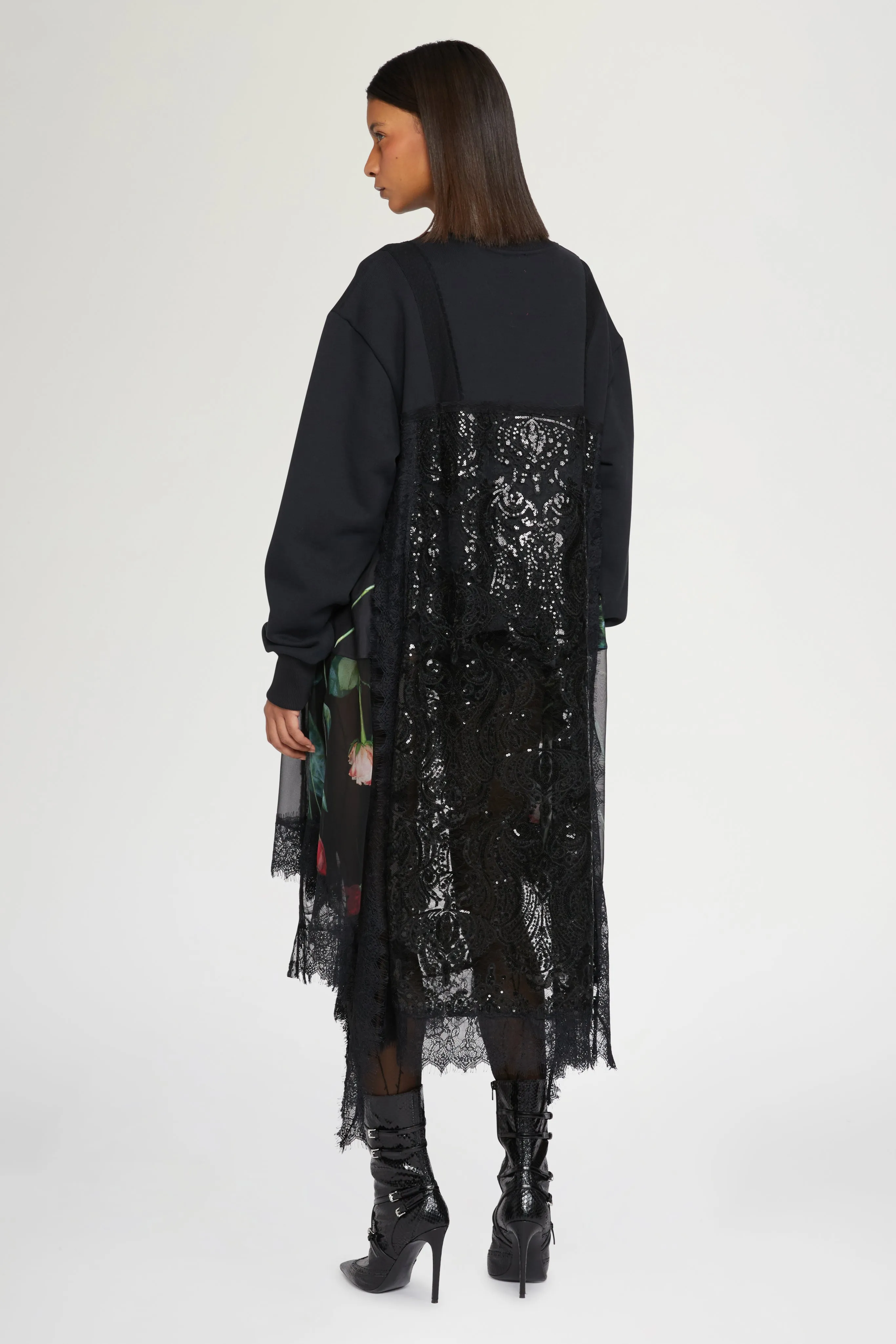 Lace Overlay Sweatshirt Dress sold by Antonio Marras product image thumbnail 3