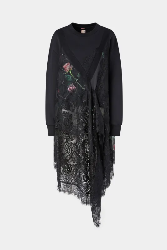 Lace Overlay Sweatshirt Dress made by Antonio Marras