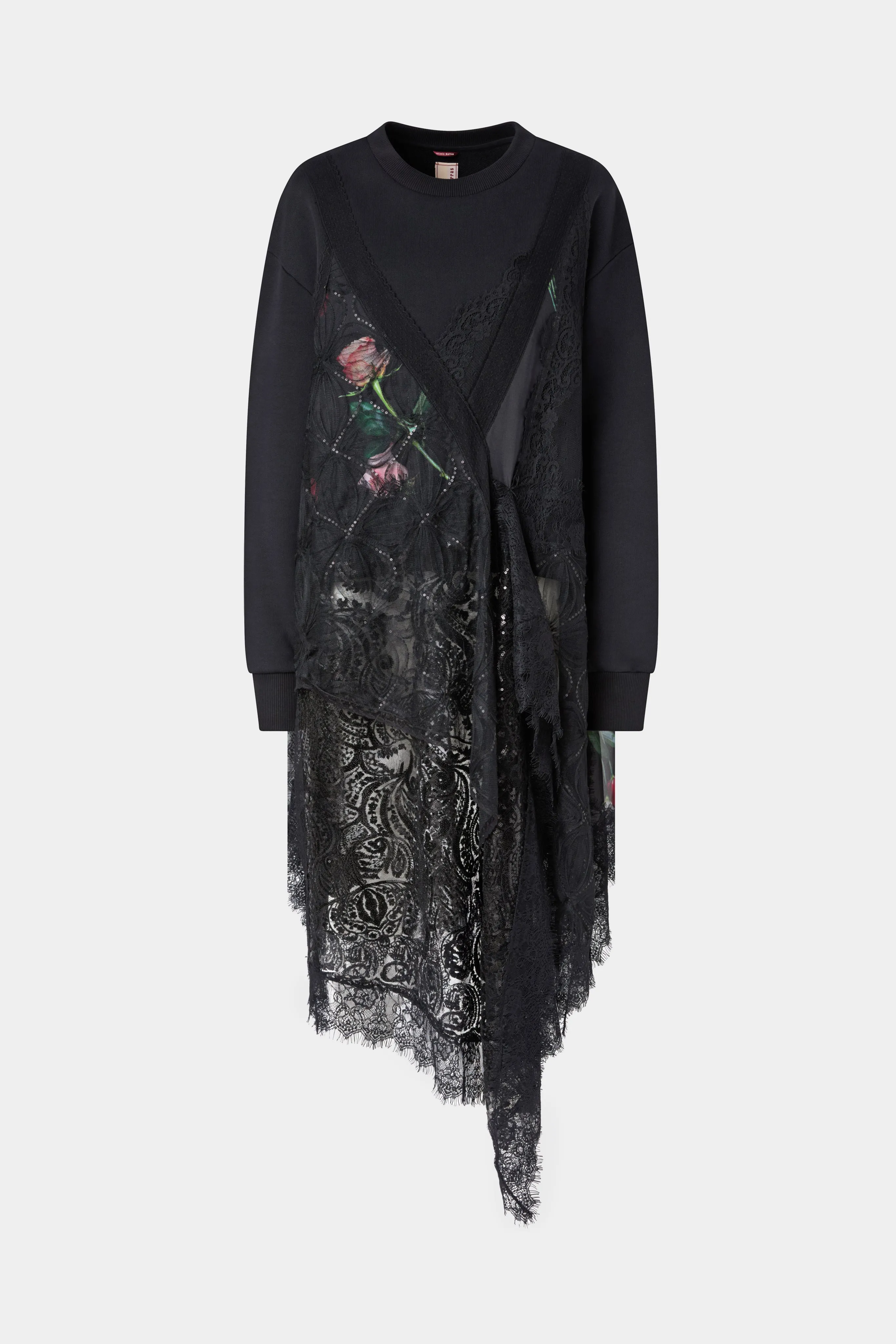 Lace Overlay Sweatshirt Dress sold by Antonio Marras
