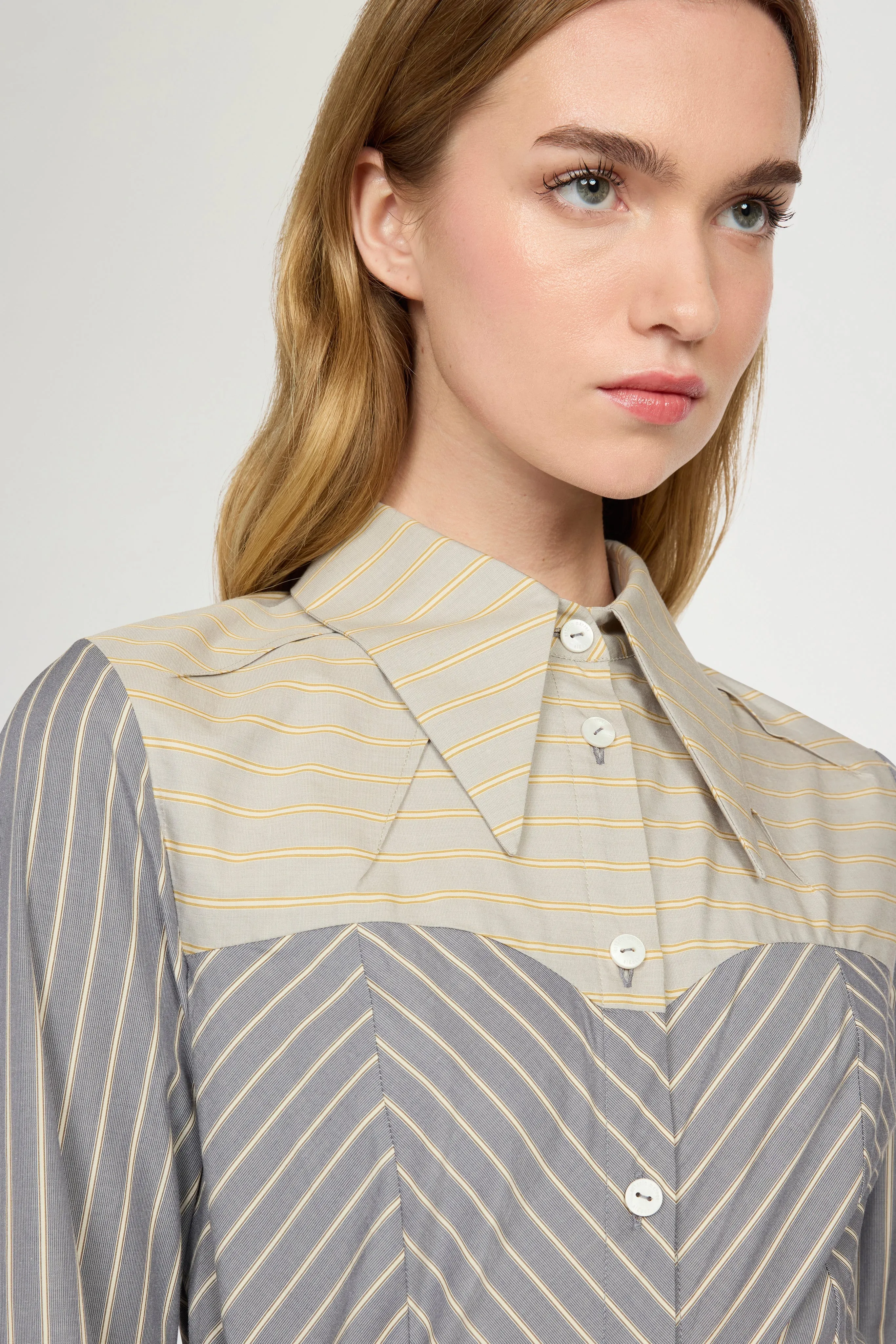 Slim Shirt with Contrasting Beige Striped Insert sold by Antonio Marras product image thumbnail 4