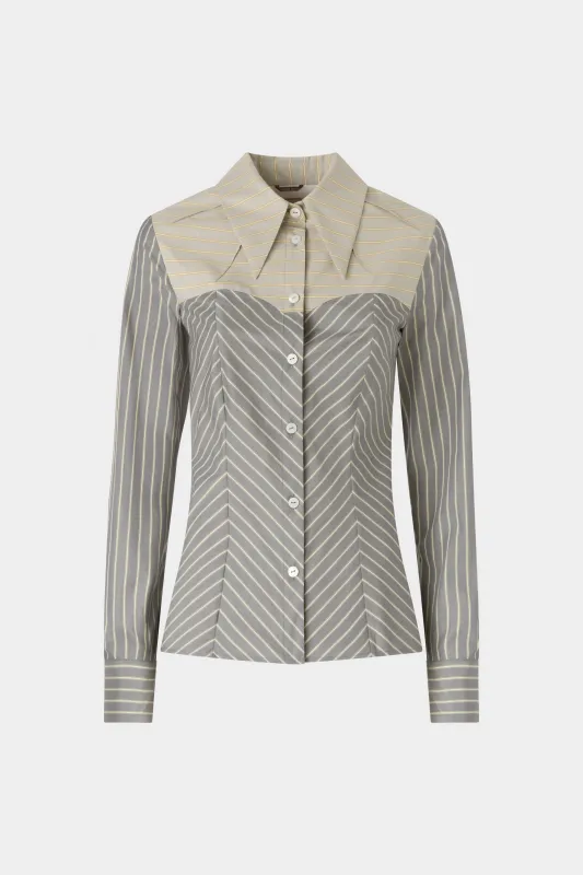 Slim Shirt with Contrasting Beige Striped Insert sold by Antonio Marras