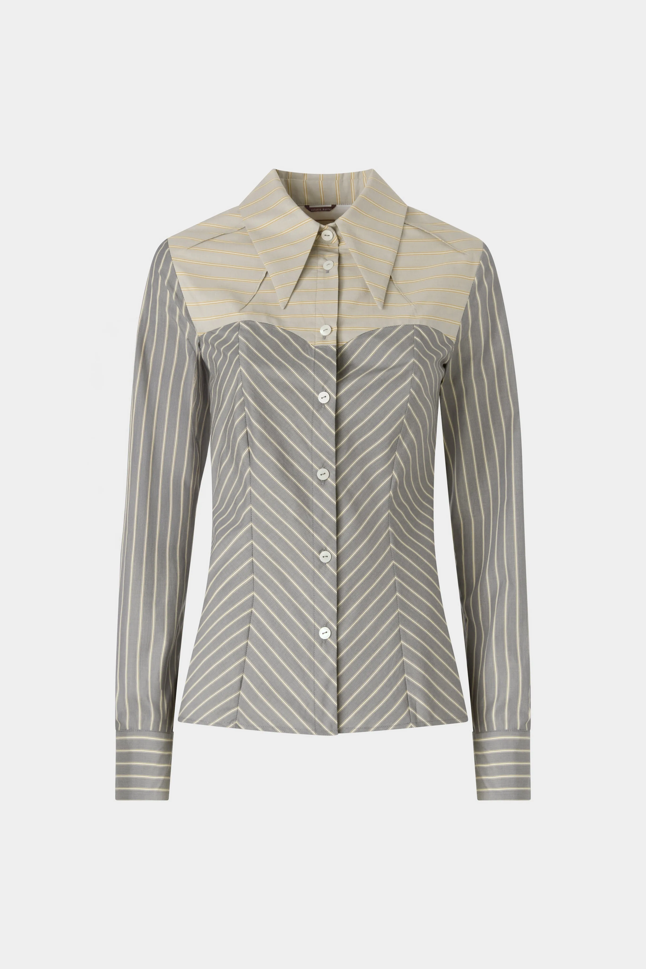 Slim Shirt with Contrasting Beige Striped Insert sold by Antonio Marras