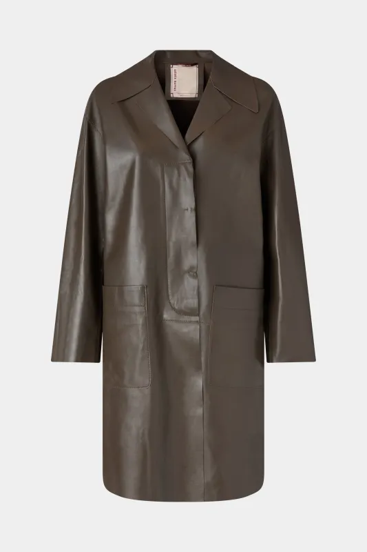 Taupe Unlined Leather Coat sold by Antonio Marras