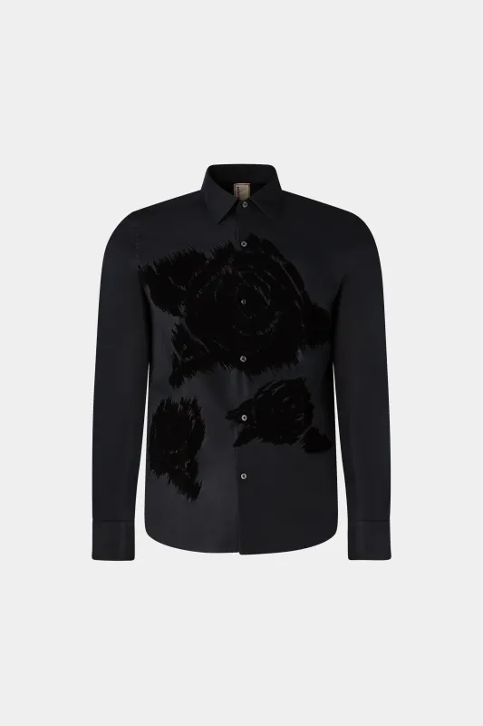 Black Velvet Rose Shirt made by Antonio Marras