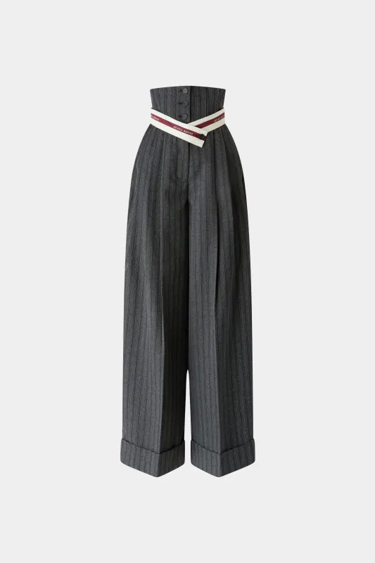 Pinstripe Pants with Corset-Style Waist sold by Antonio Marras