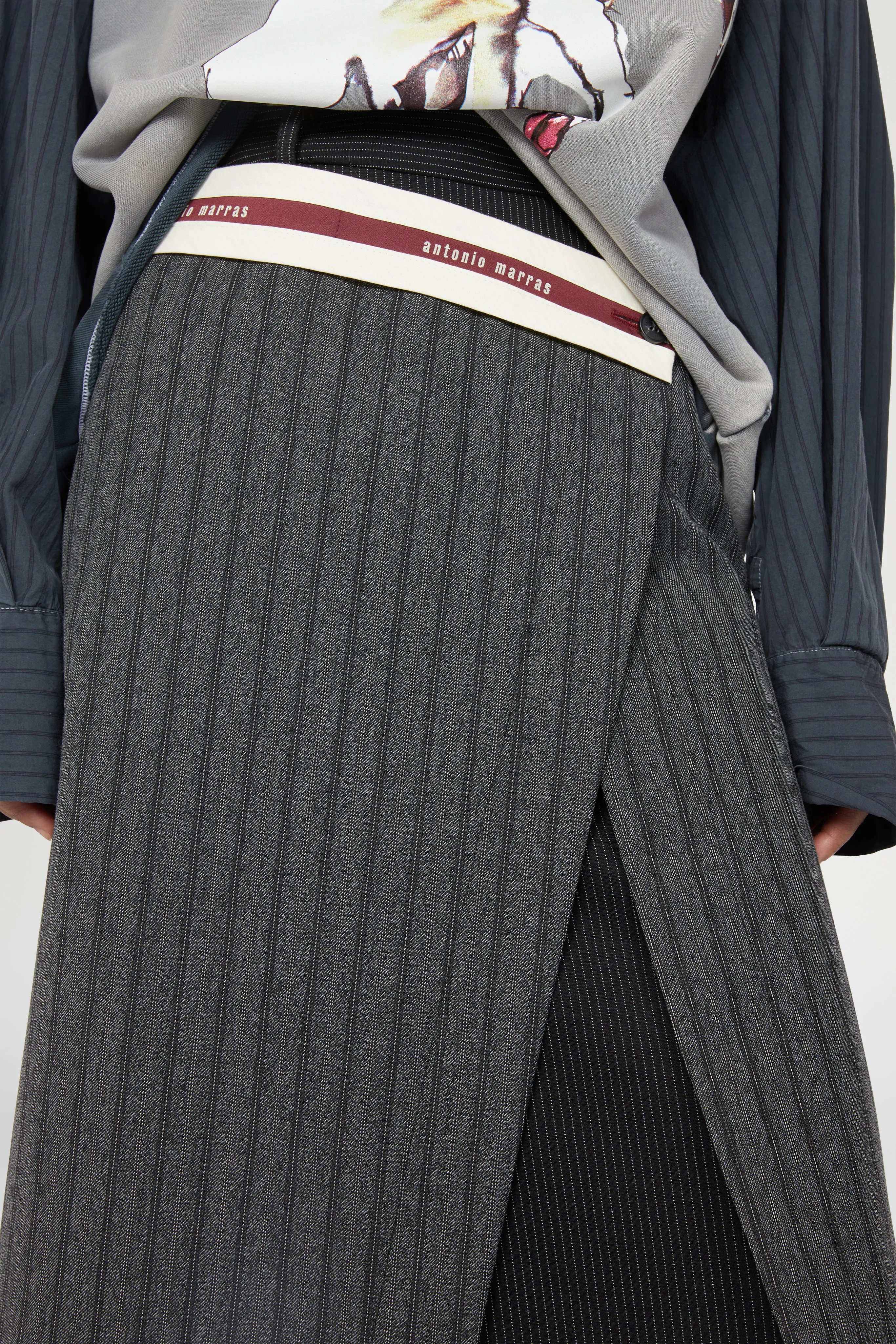 Pinstripe Wrap Midi Skirt sold by Antonio Marras product image thumbnail 4