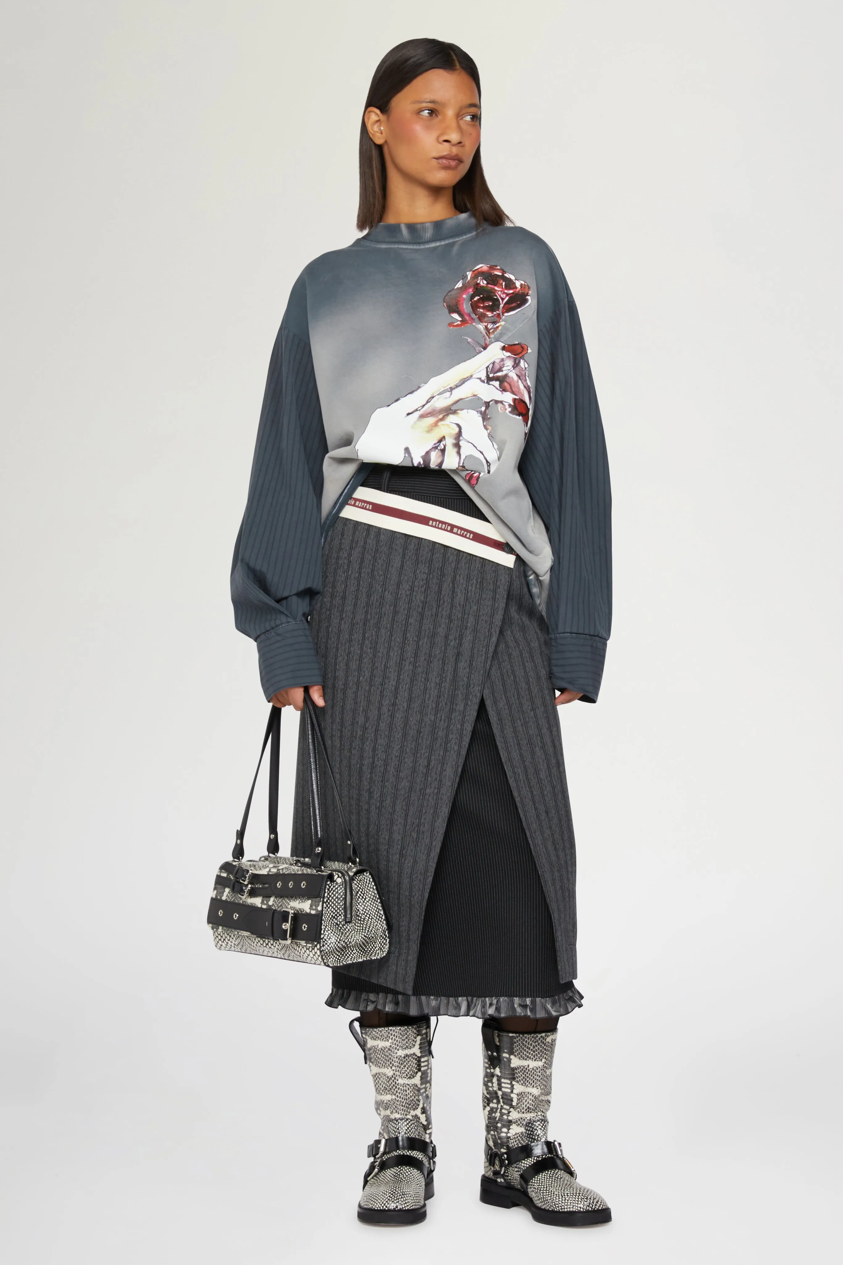 Pinstripe Wrap Midi Skirt sold by Antonio Marras product image thumbnail 2