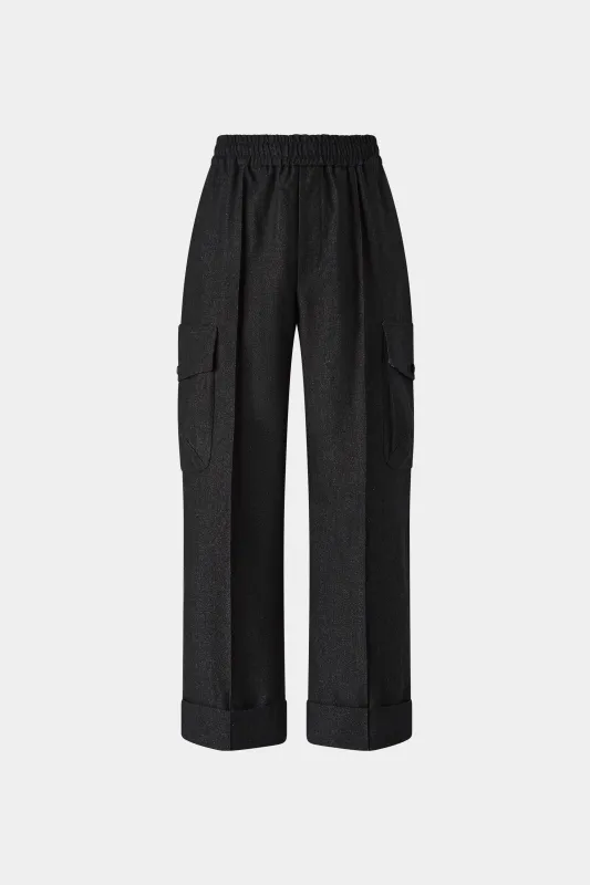 Black Cargo Pants in Cotton sold by Antonio Marras