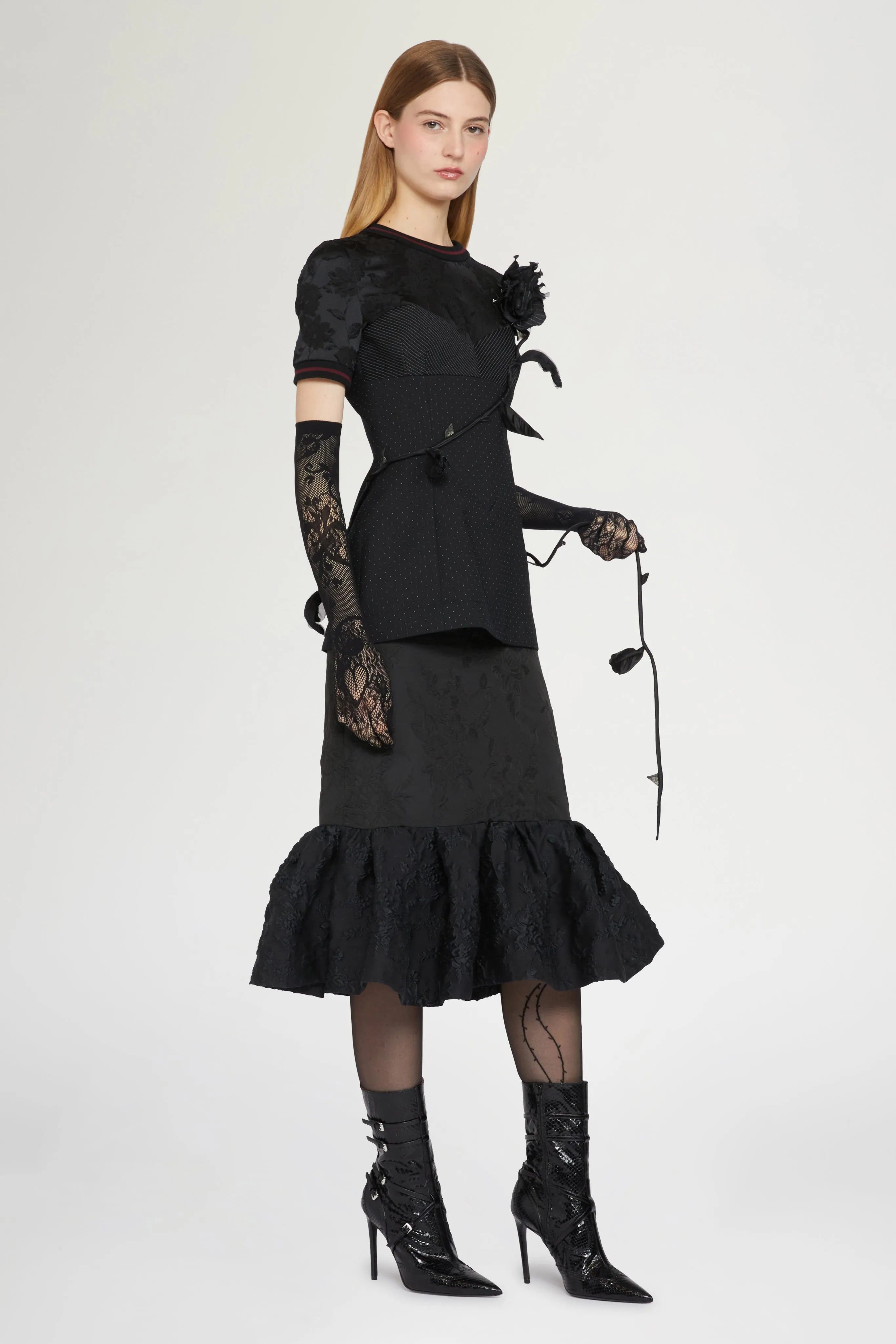 Black Jacquard Ruffled Hem Dress sold by Antonio Marras product image thumbnail 2