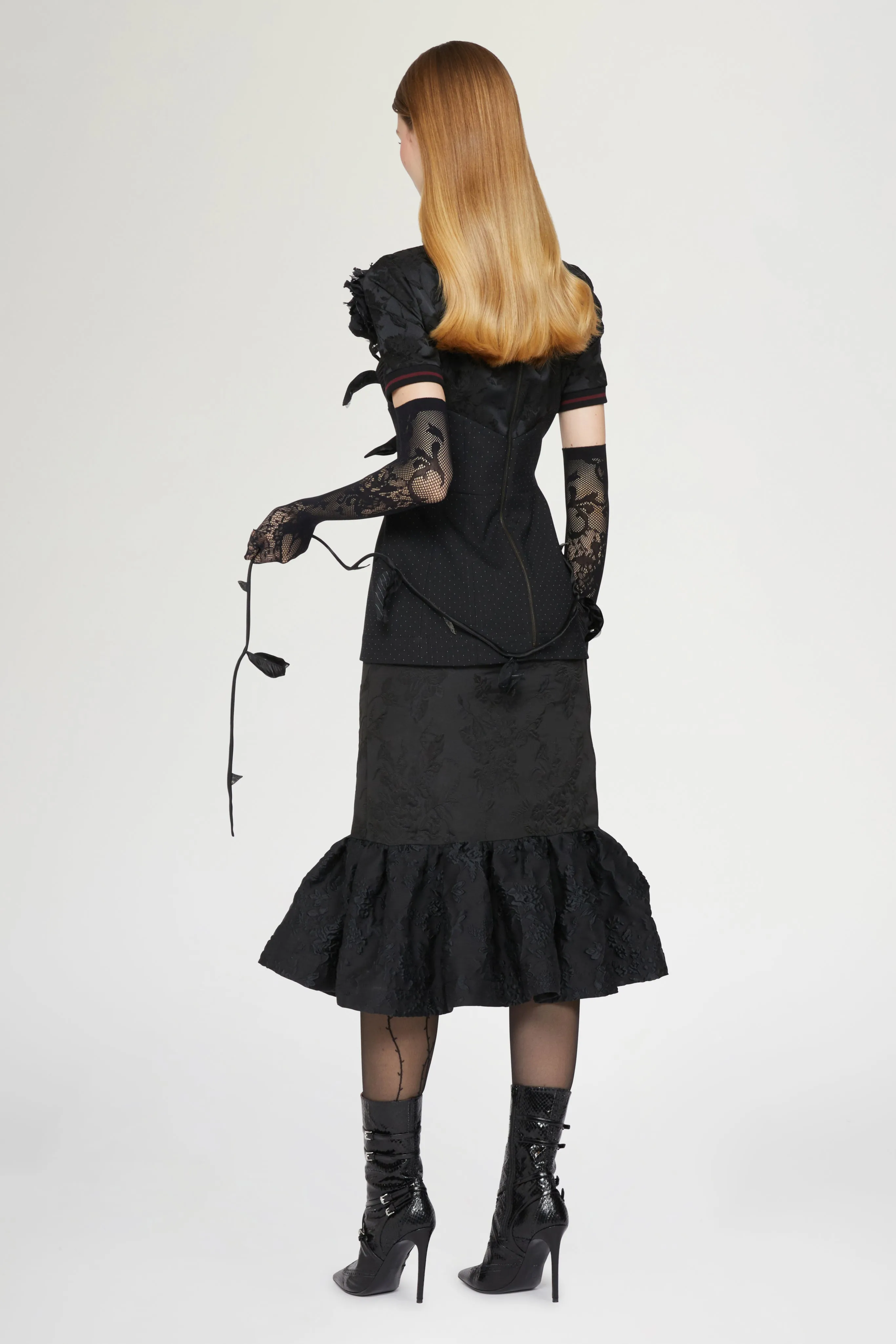 Black Jacquard Ruffled Hem Dress sold by Antonio Marras product image thumbnail 3