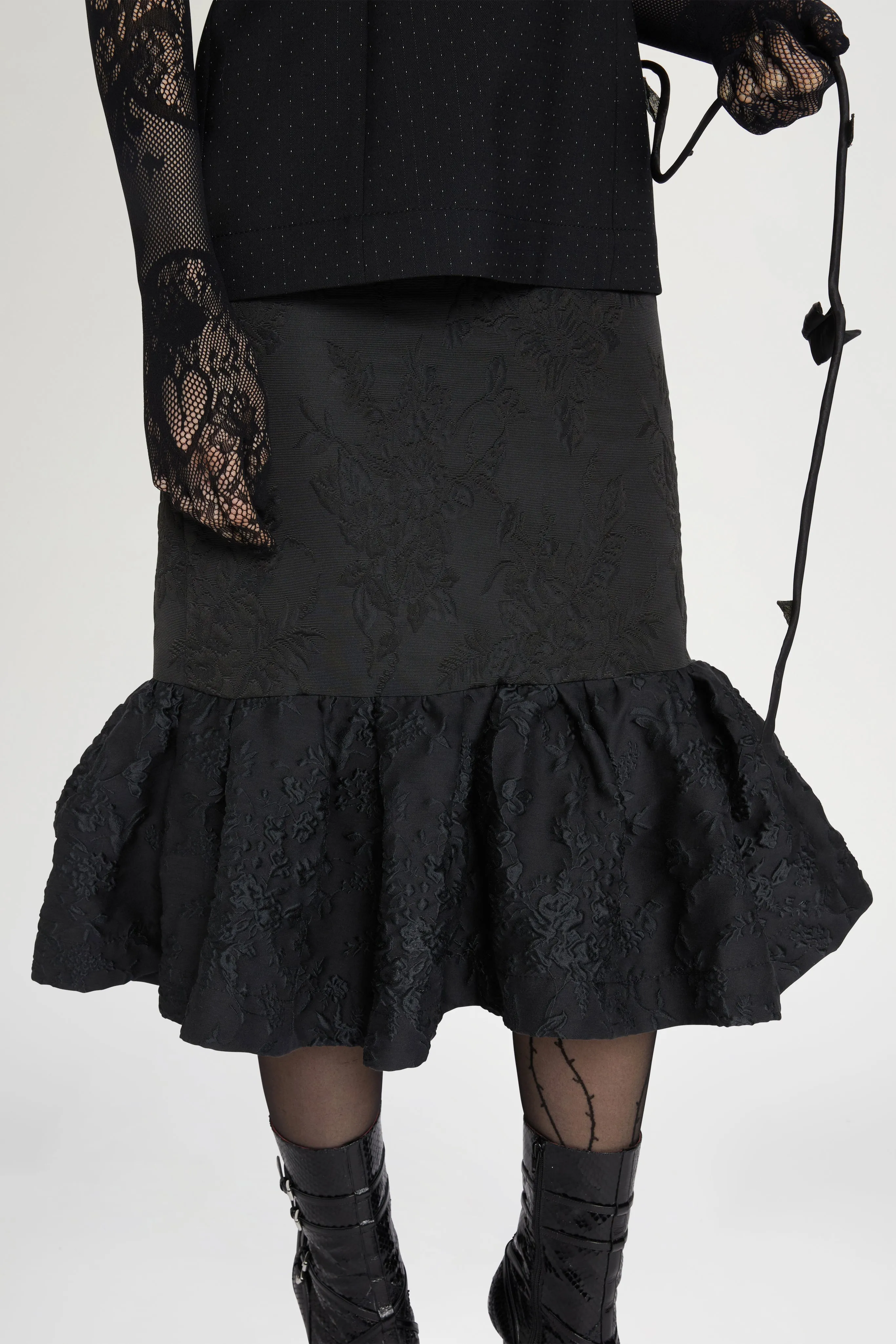 Black Jacquard Ruffled Hem Dress sold by Antonio Marras product image thumbnail 4