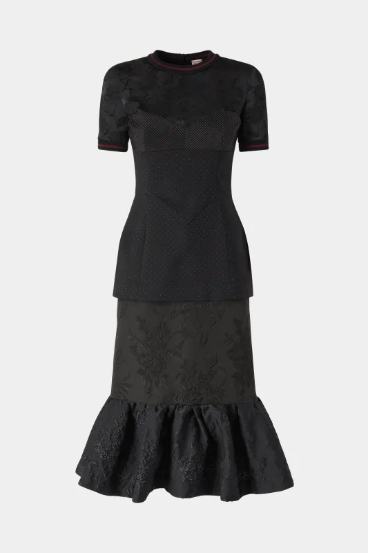 Black Jacquard Ruffled Hem Dress sold by Antonio Marras