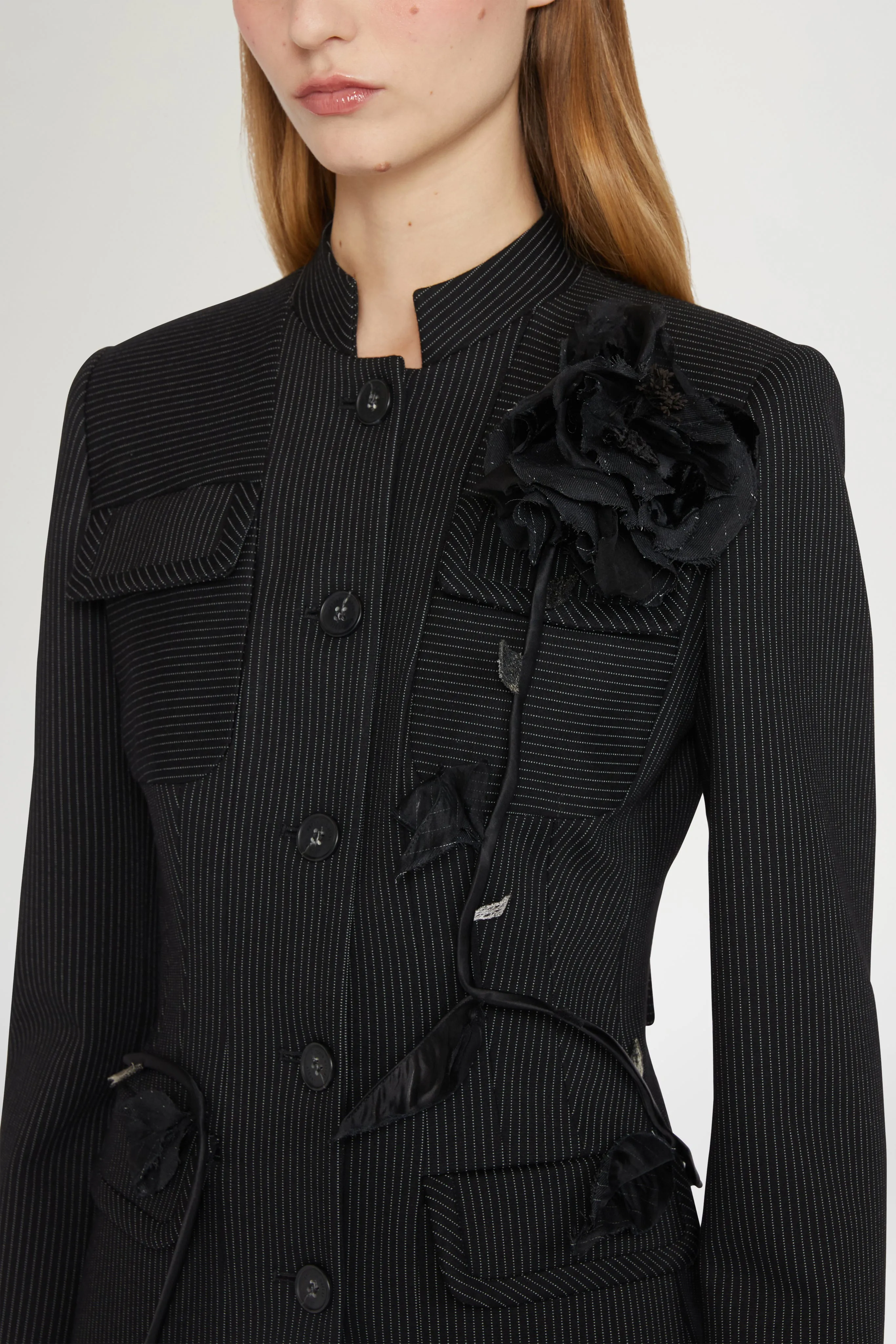 Black Pinstriped Structured Blazer sold by Antonio Marras product image thumbnail 4