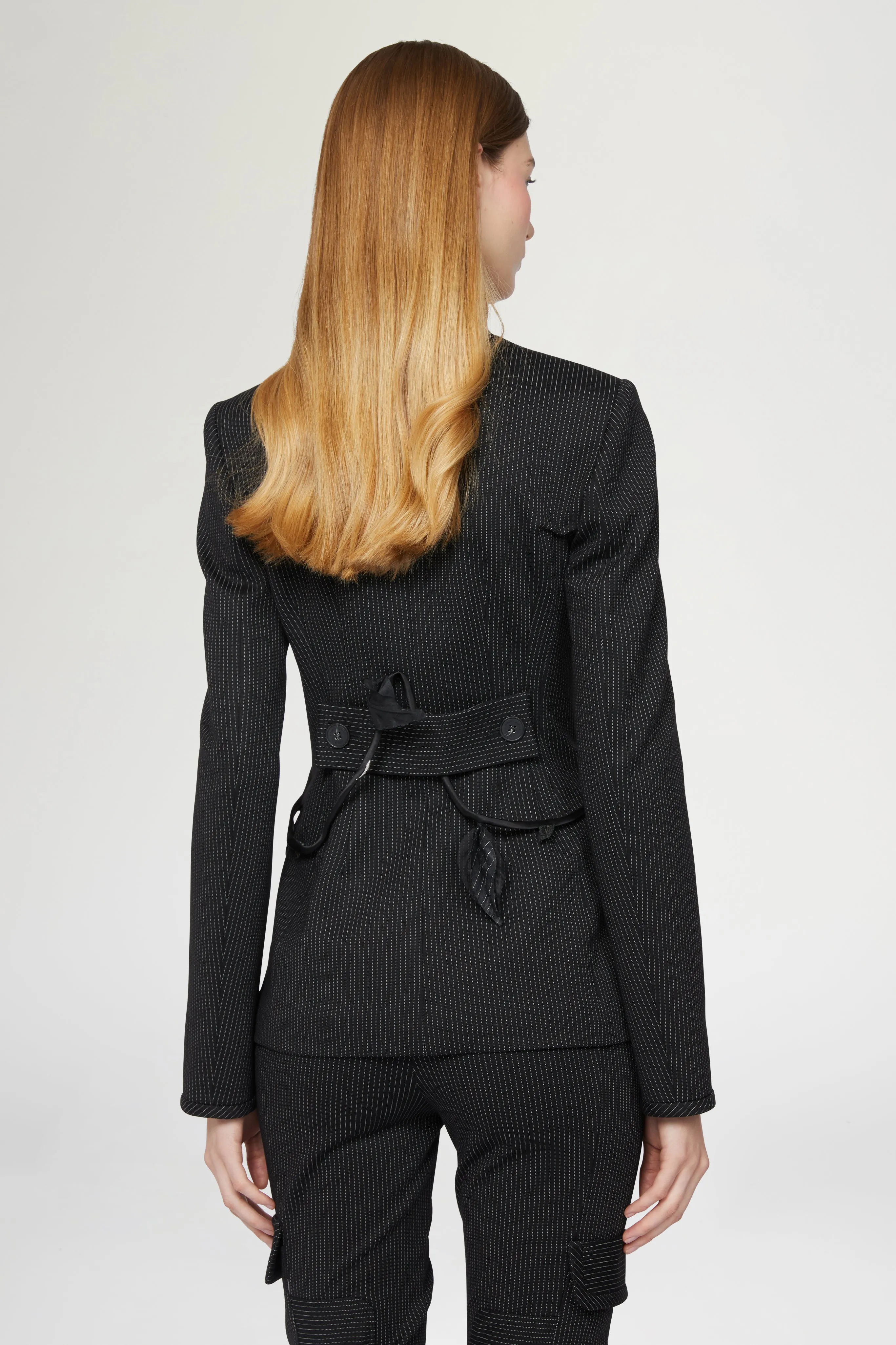 Black Pinstriped Structured Blazer sold by Antonio Marras product image thumbnail 3