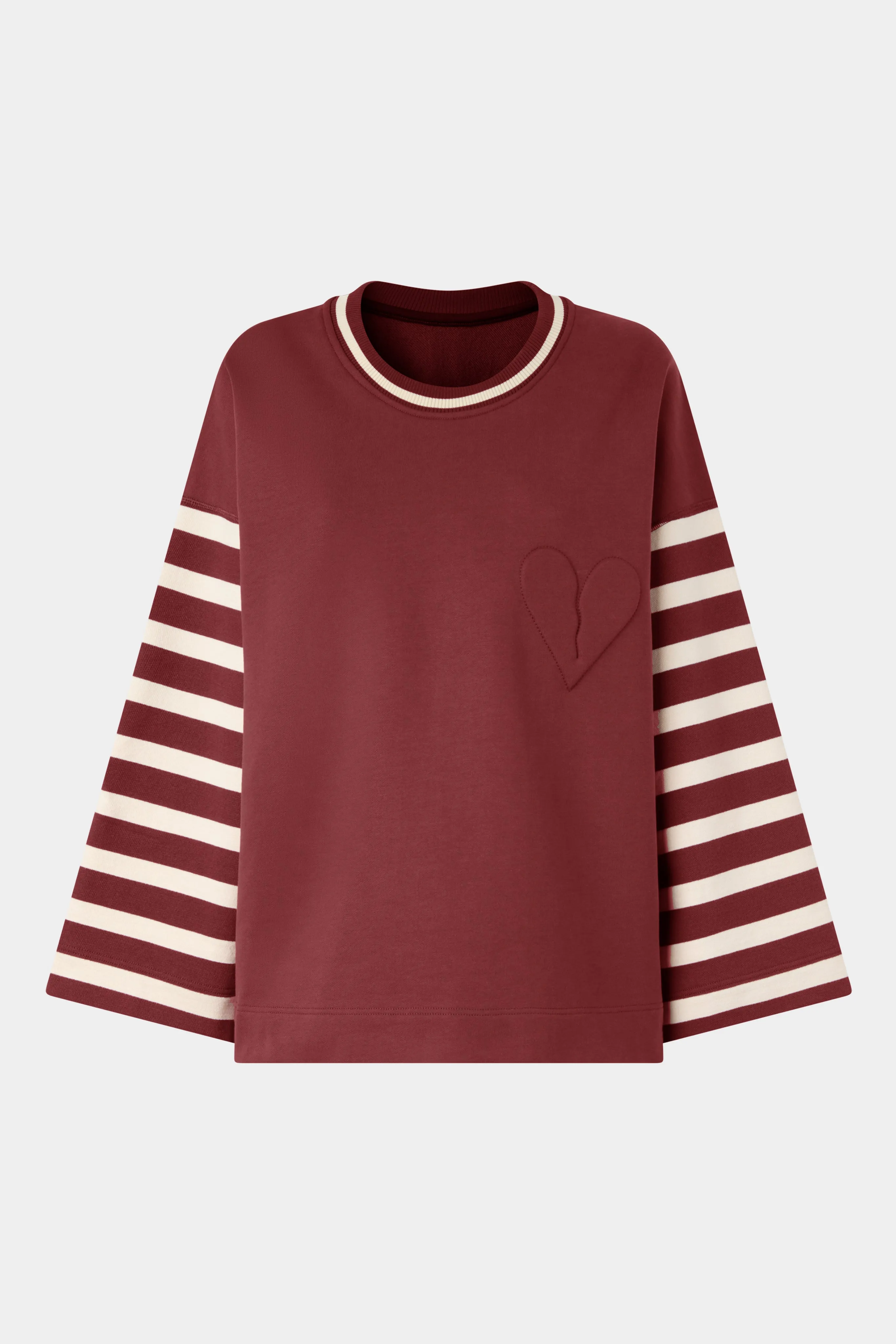 Bordeaux T-shirt with Striped Sleeves sold by Antonio Marras