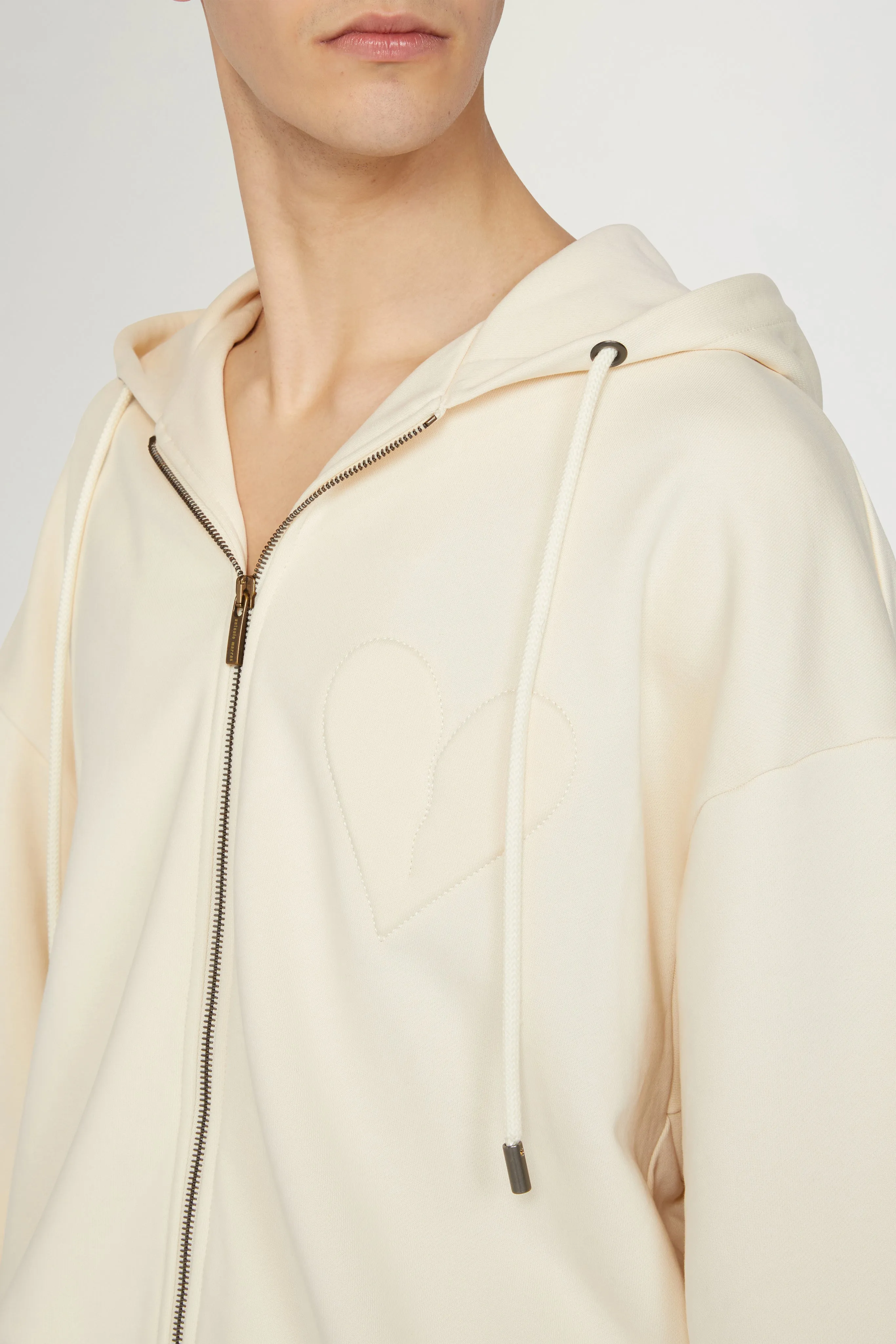 Ivory Cotton Hoodie with Zip sold by Antonio Marras product image thumbnail 4