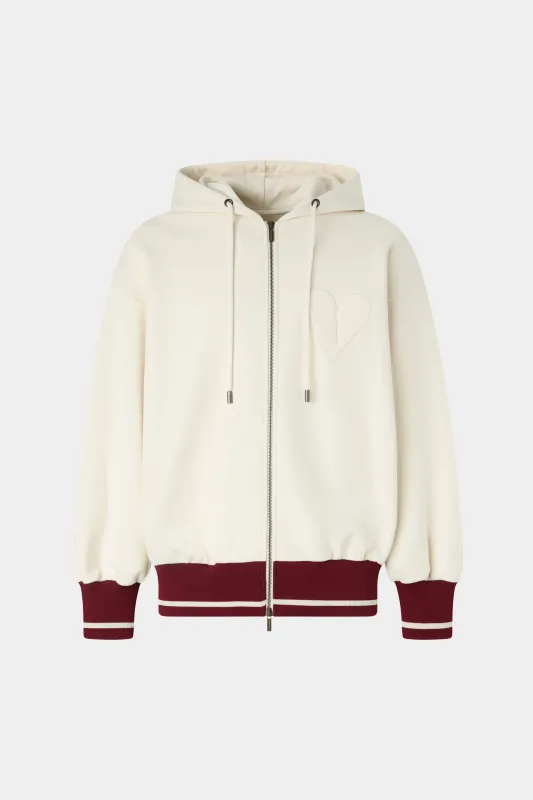 Ivory Cotton Hoodie with Zip made by Antonio Marras