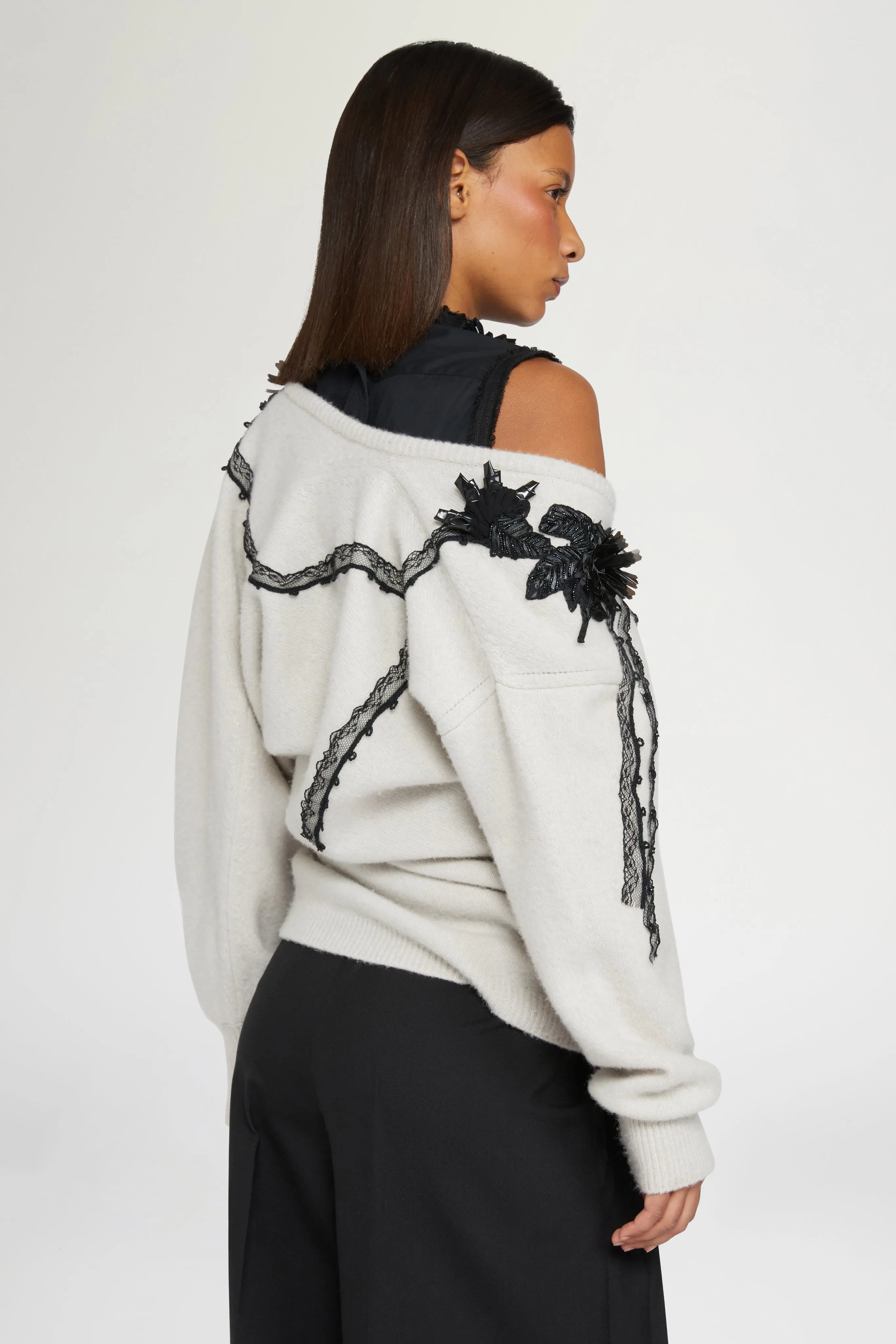 Asymmetric V-neck Ecrù Sweater sold by Antonio Marras product image thumbnail 3