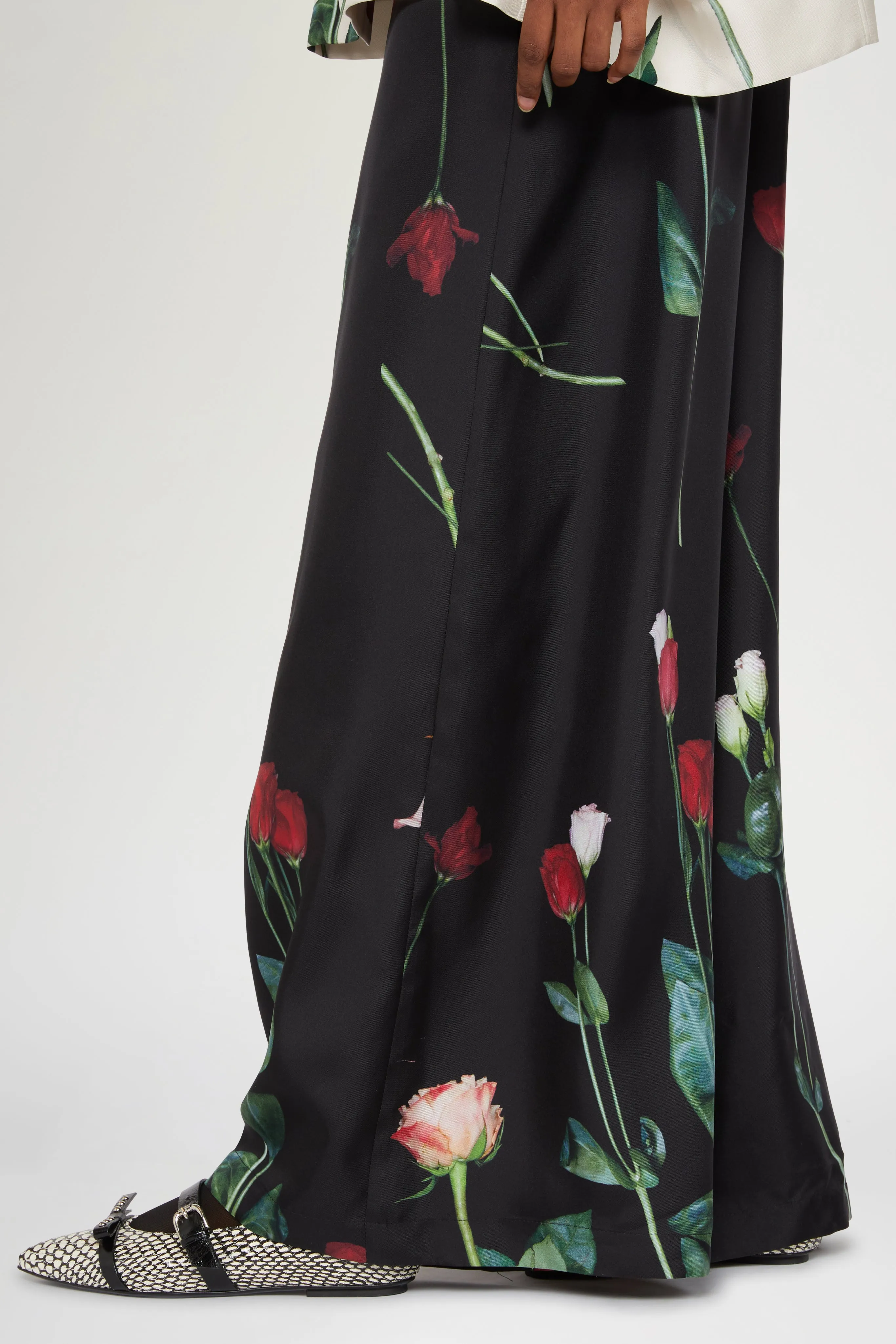 Black Silk Pants with Floral Print sold by Antonio Marras product image thumbnail 4