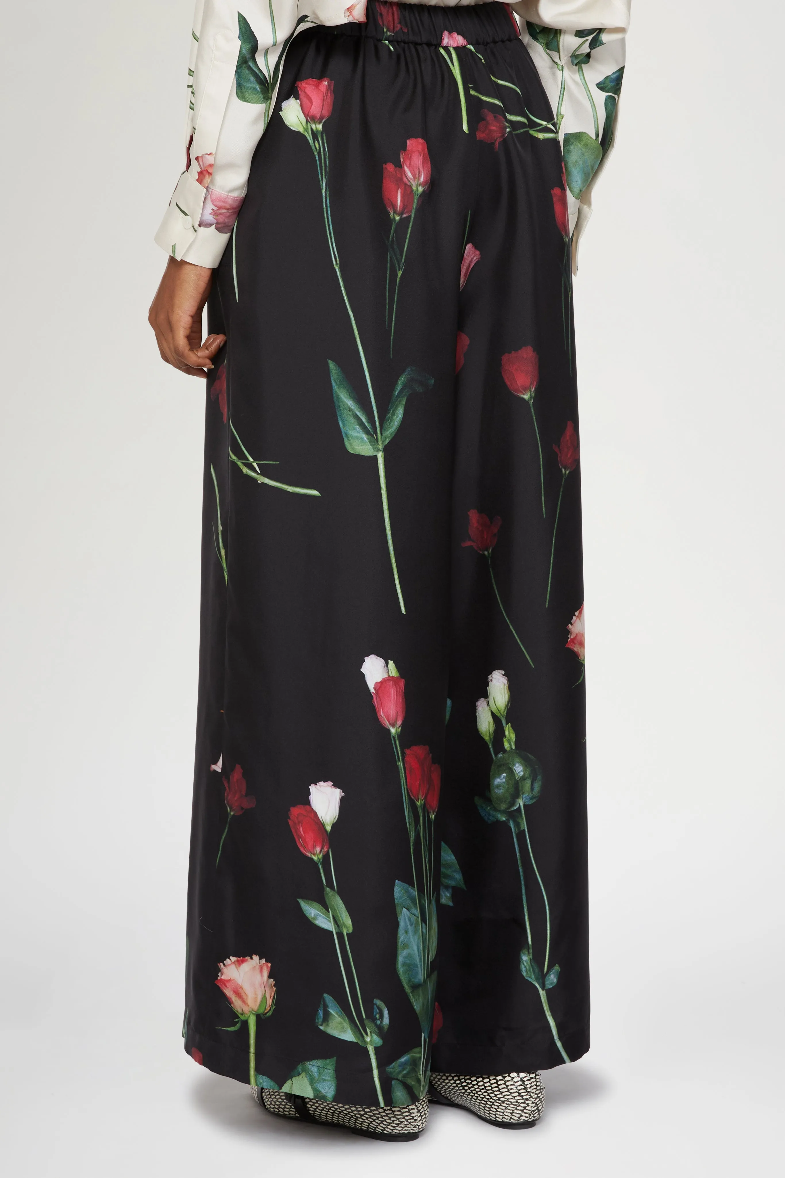 Black Silk Pants with Floral Print sold by Antonio Marras product image thumbnail 3
