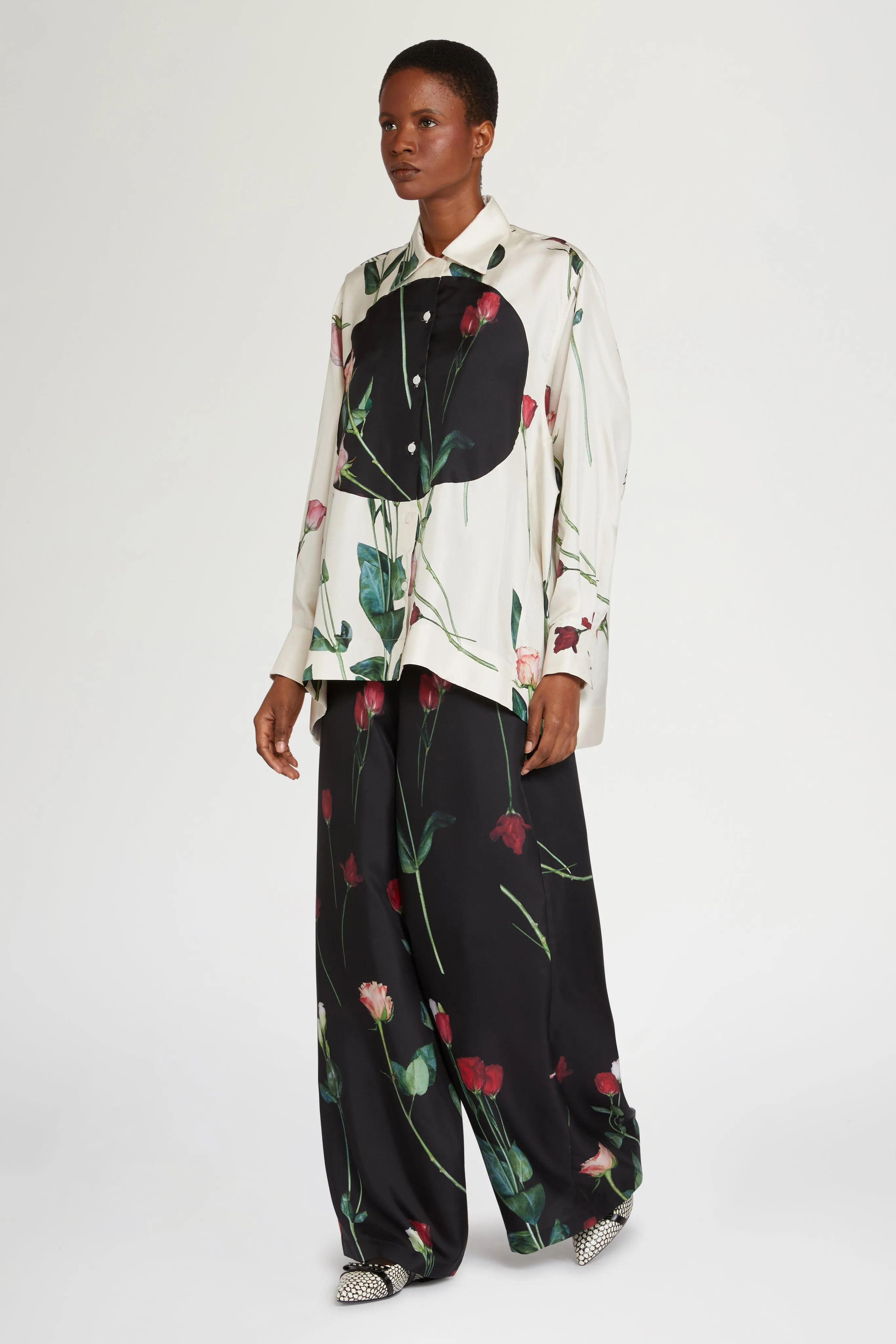 Black Silk Pants with Floral Print sold by Antonio Marras product image thumbnail 2