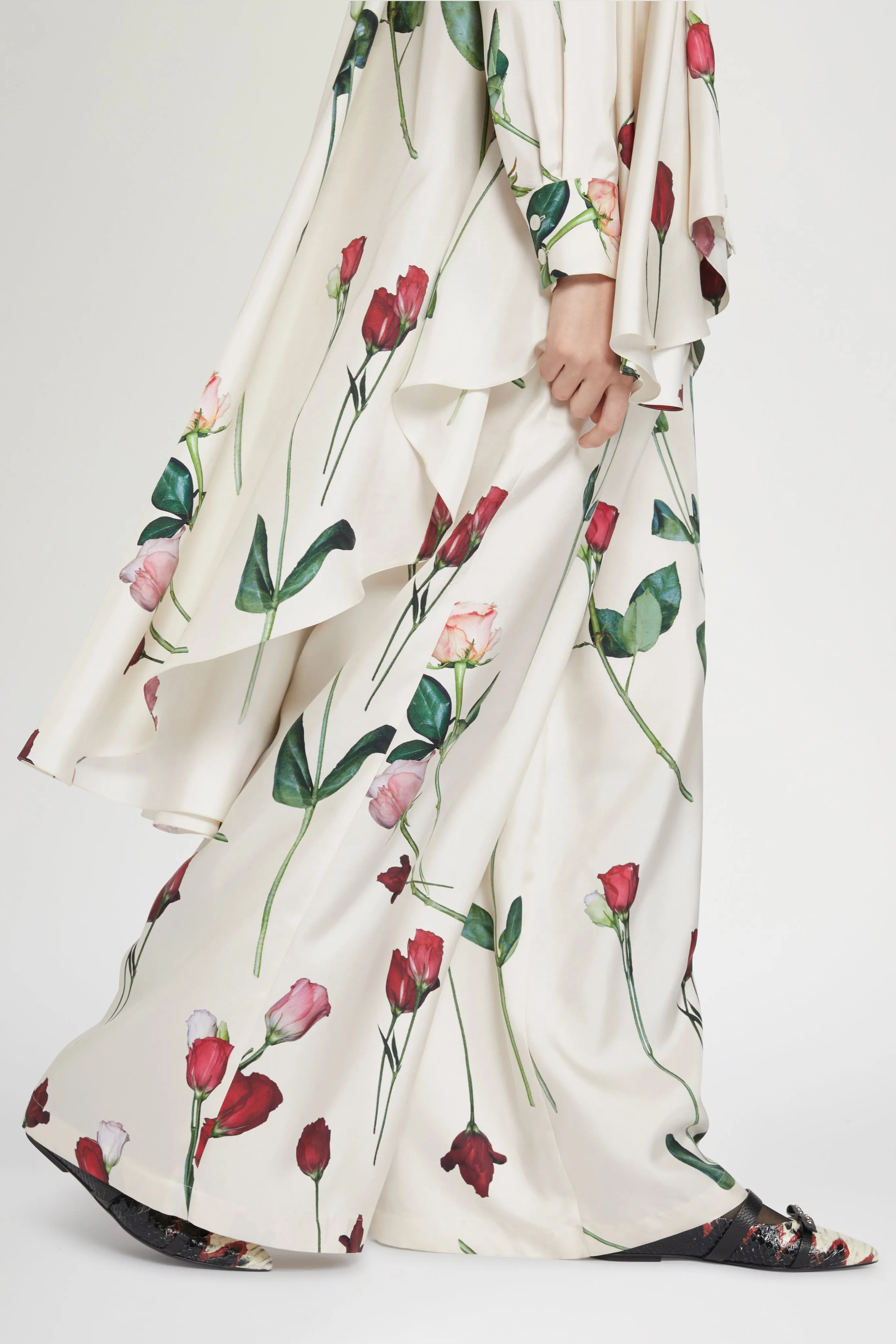 Ivory Silk Pants with Floral Print sold by Antonio Marras product image thumbnail 4