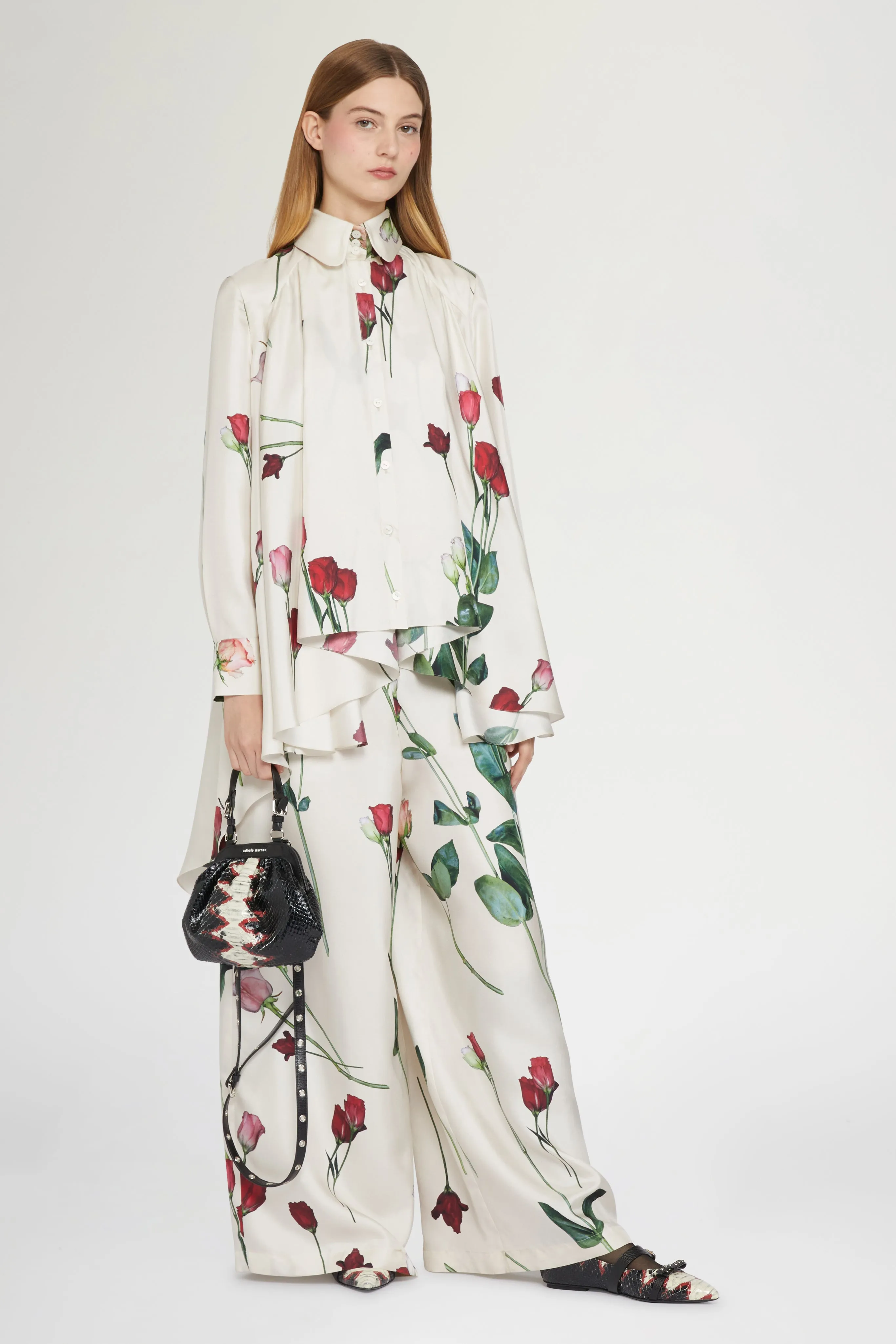 Ivory Silk Pants with Floral Print sold by Antonio Marras product image thumbnail 2