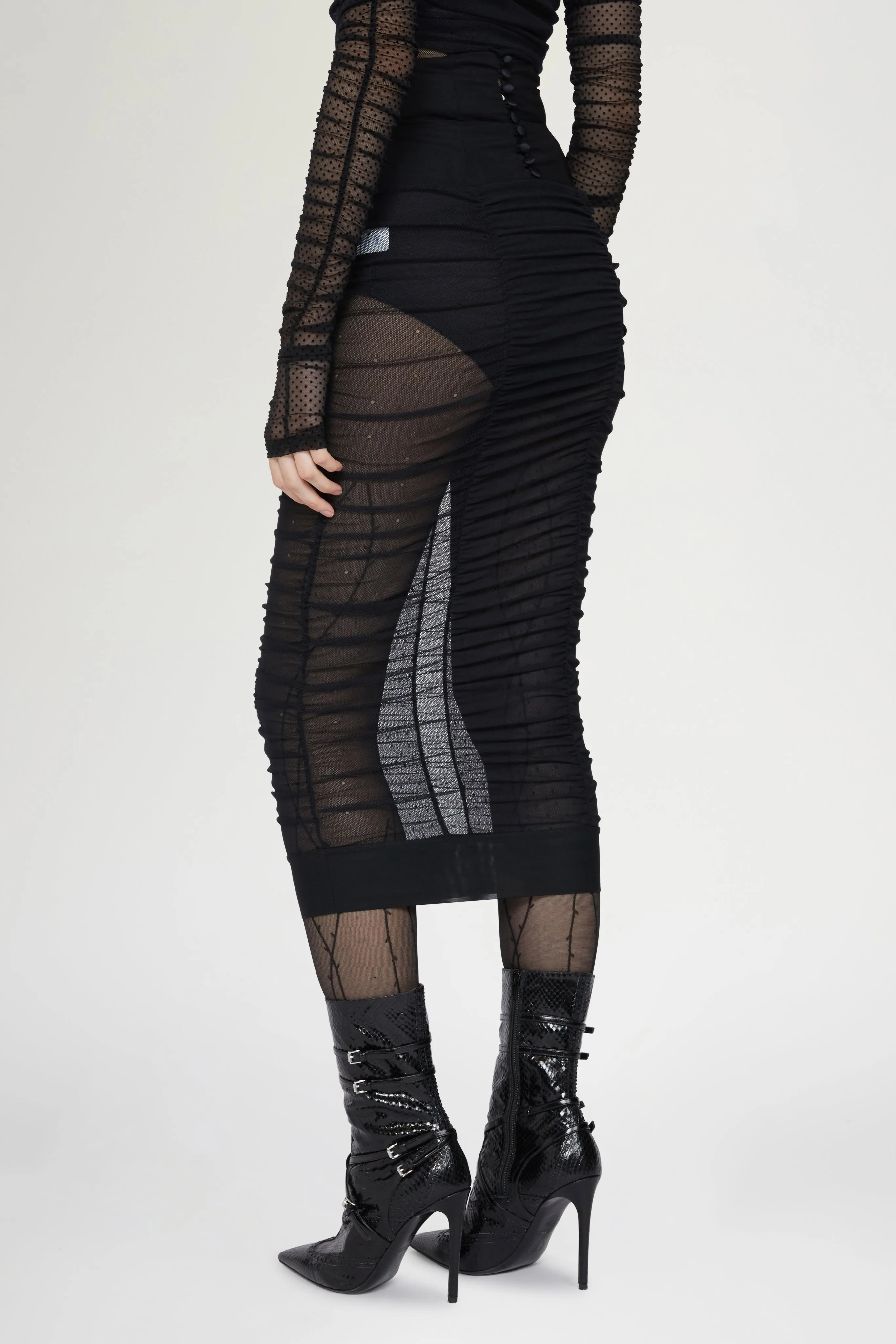 Black Tulle Bodycon Midi Skirt sold by Antonio Marras product image thumbnail 3