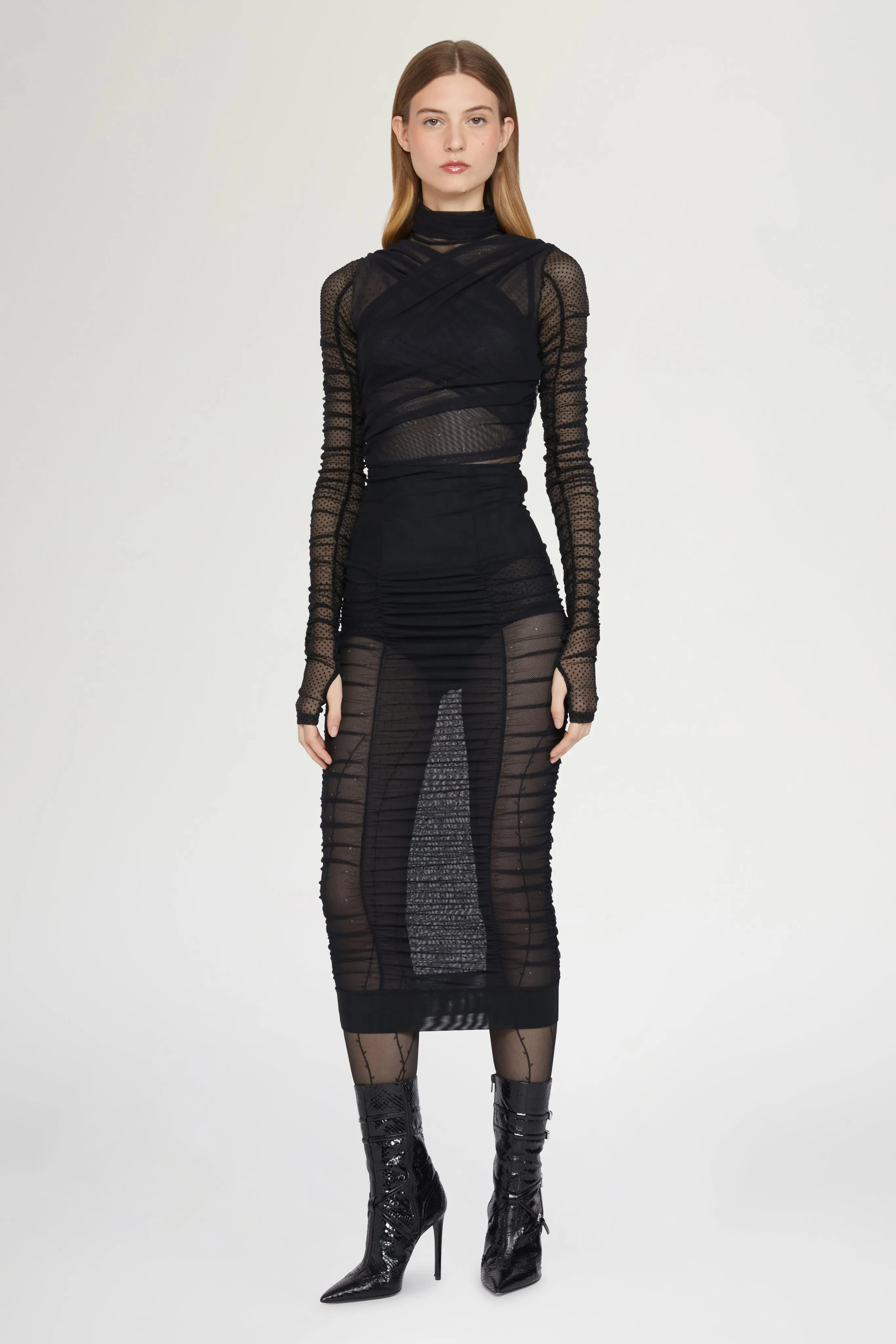 Black Tulle Bodycon Midi Skirt sold by Antonio Marras product image thumbnail 2