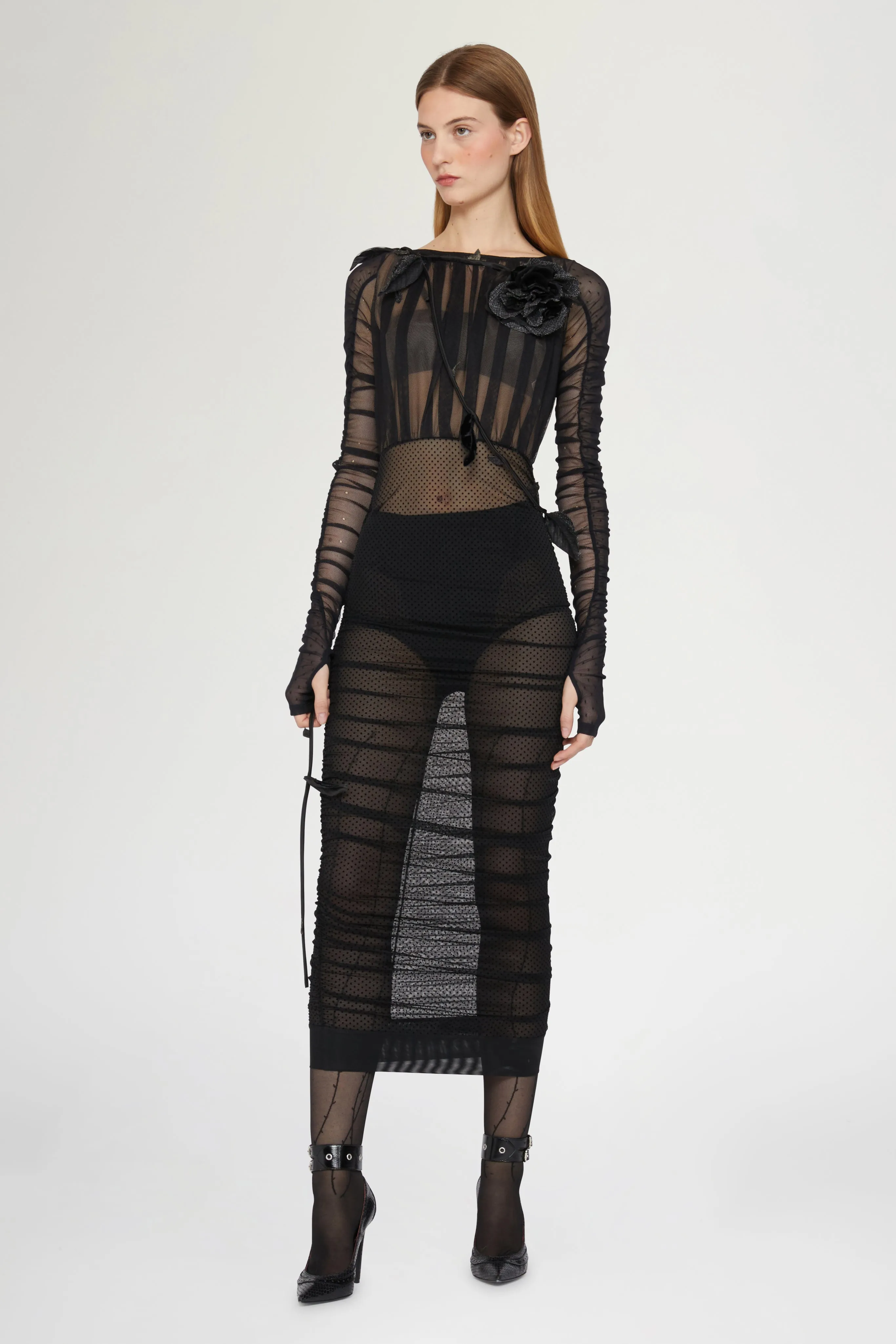 Black Tulle Sheath Midi Dress sold by Antonio Marras product image thumbnail 2