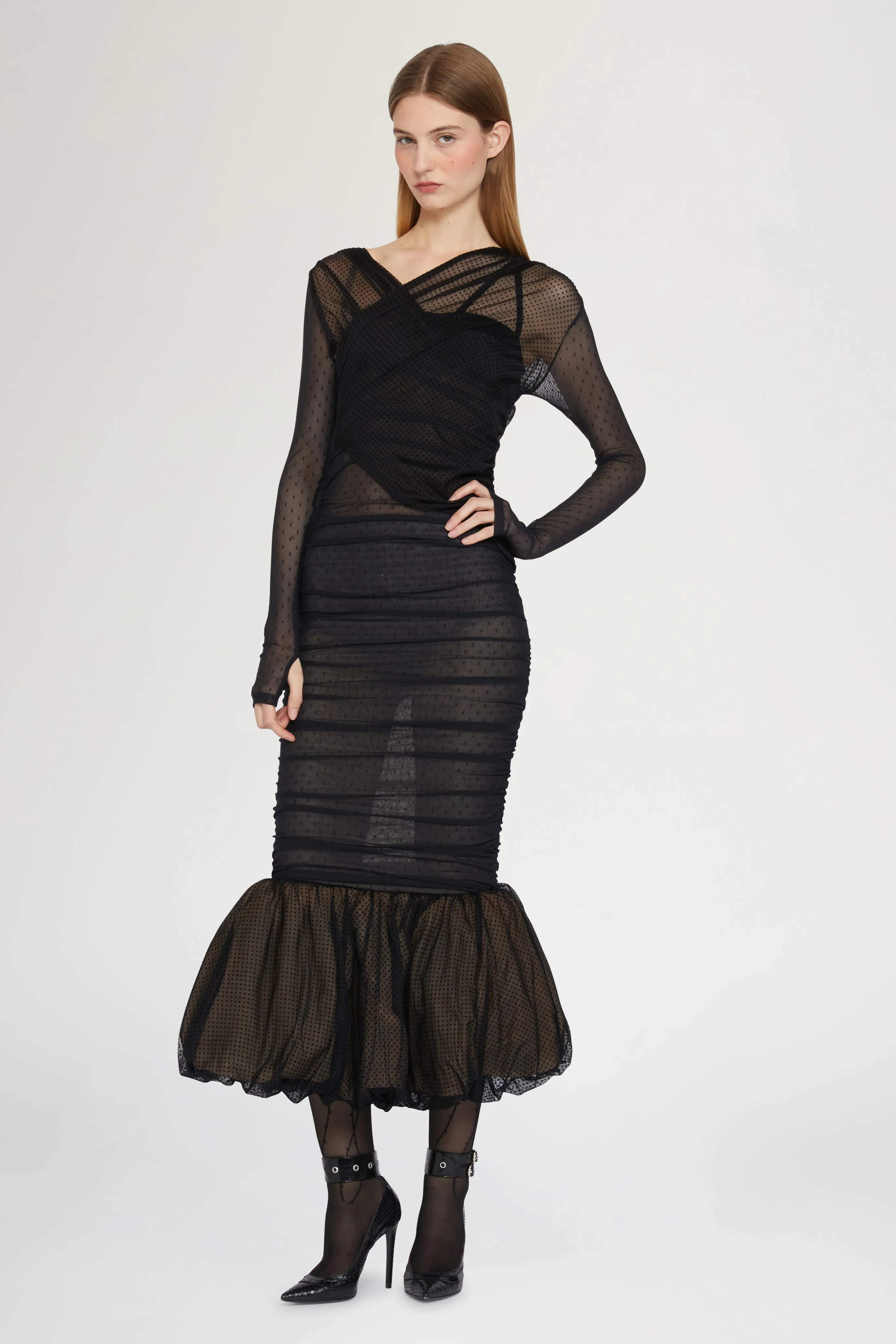 Black Tulle Mermaid Midi Dress sold by Antonio Marras product image thumbnail 2