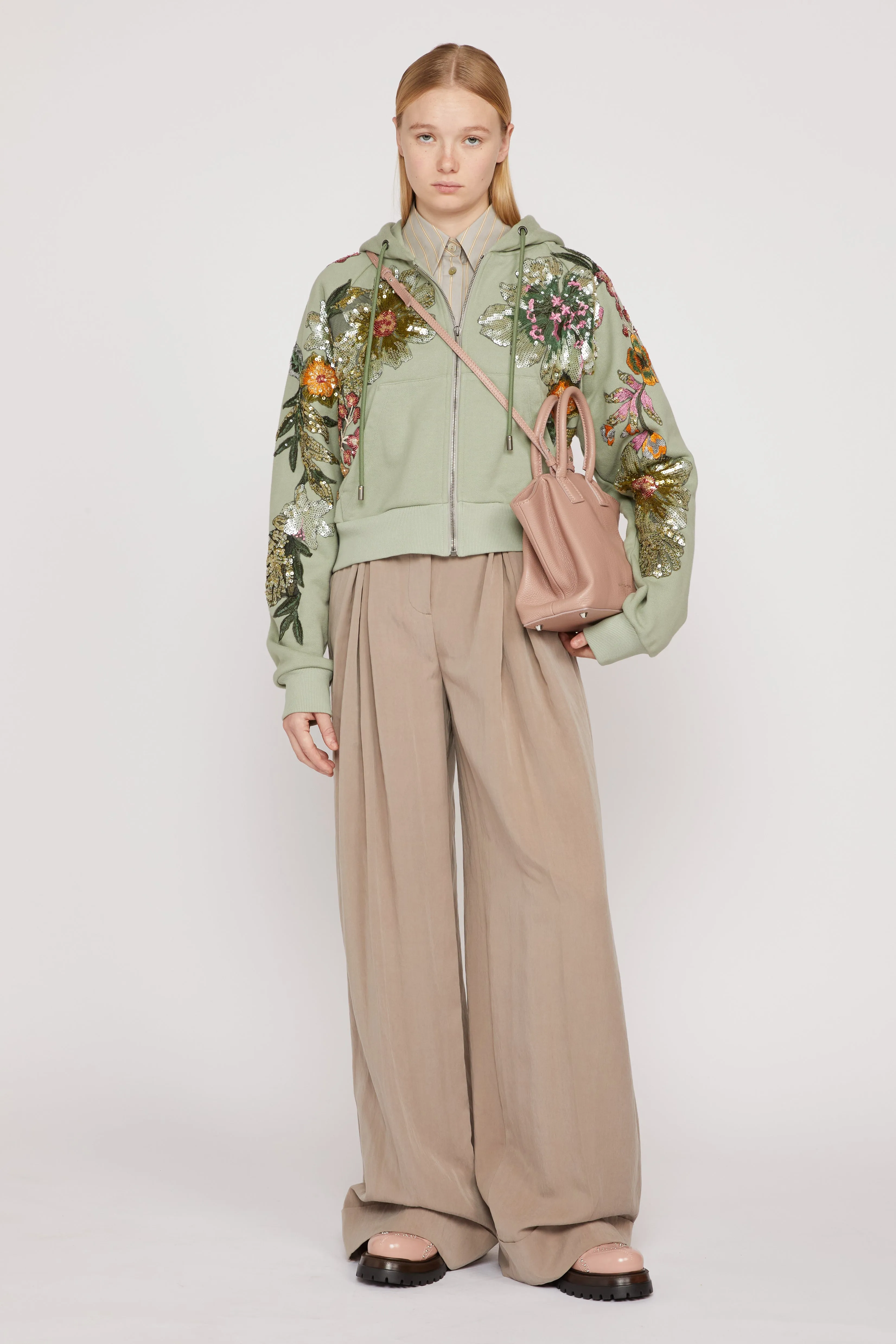 Sage Green Hoodie with Sequinned Embroidery sold by Antonio Marras product image thumbnail 2