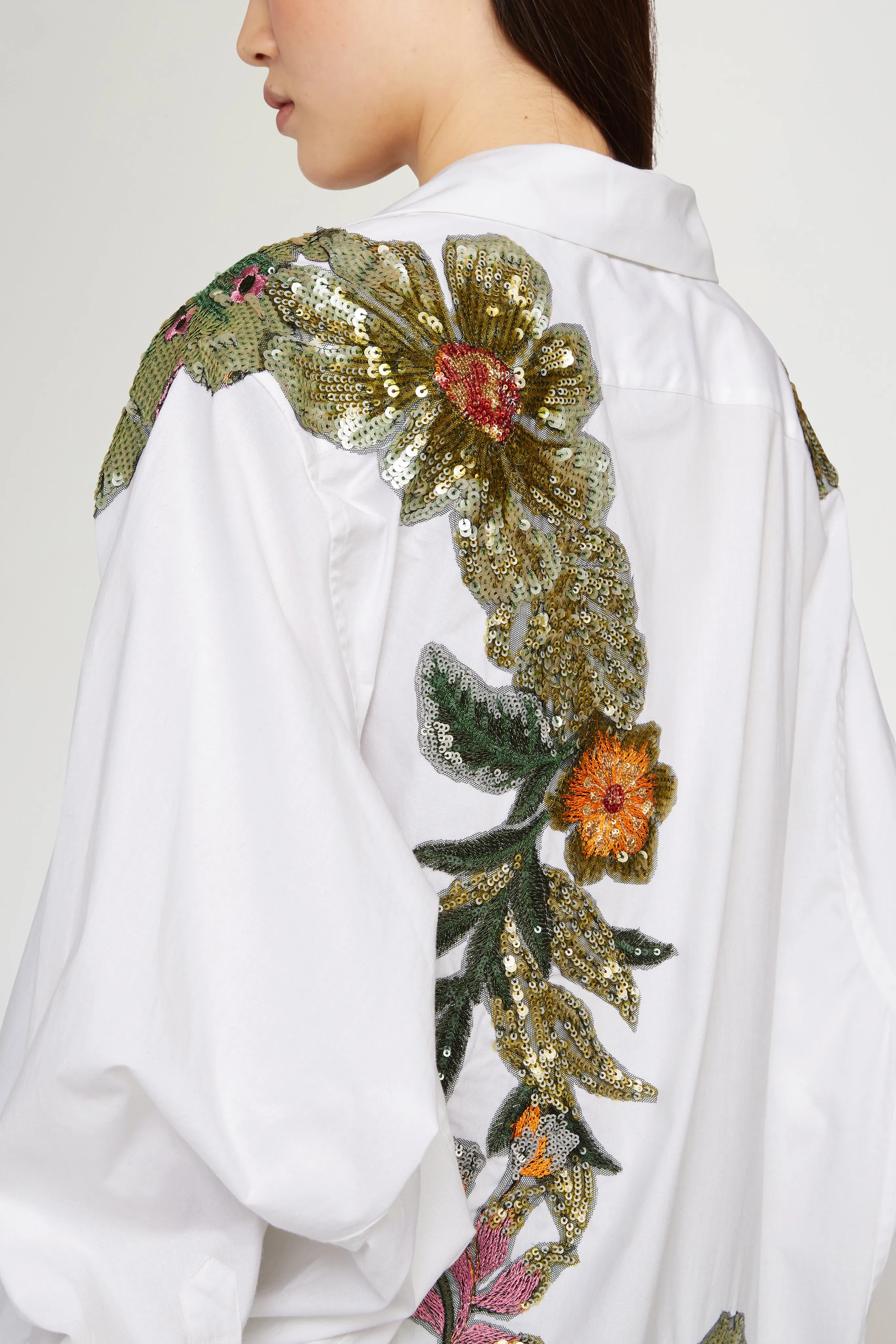 White Cotton Shirt with Floral Embroidery sold by Antonio Marras product image thumbnail 4